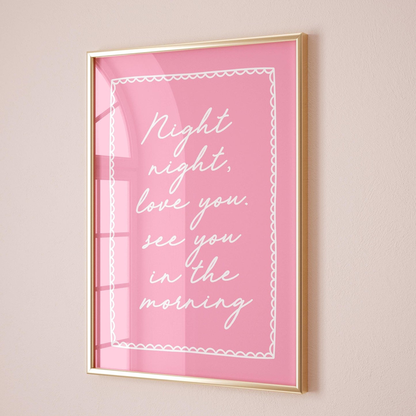 Night Night Love You See You In The Morning Art Print Pink Wall Decor