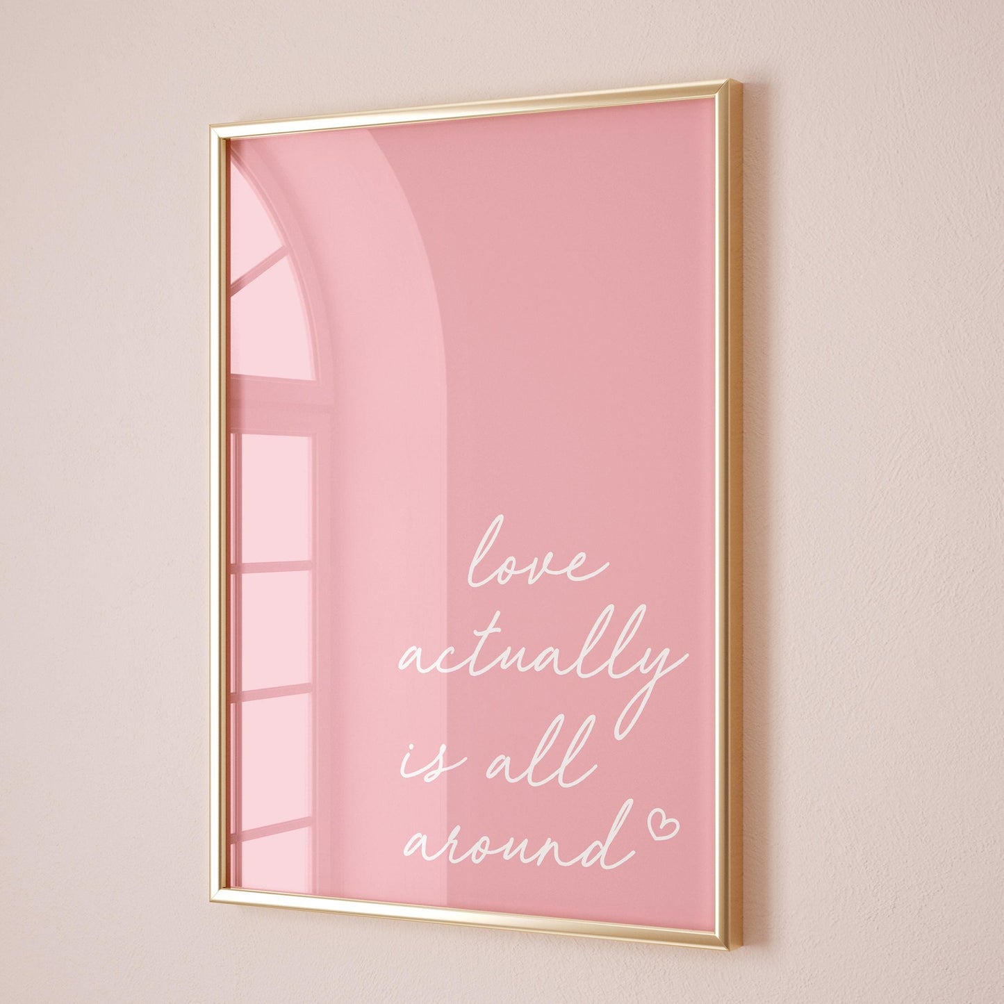 Love Actually Is All Around Art Print Pink Wall Decor