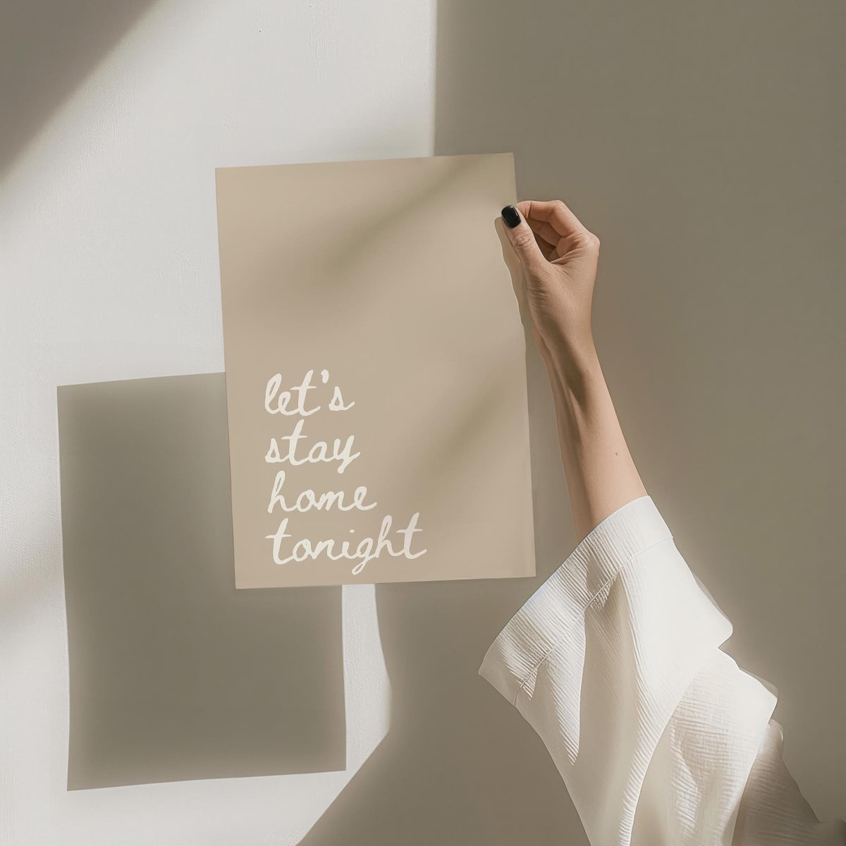 Let's Stay Home Tonight Art Print: Beige Wall Decor