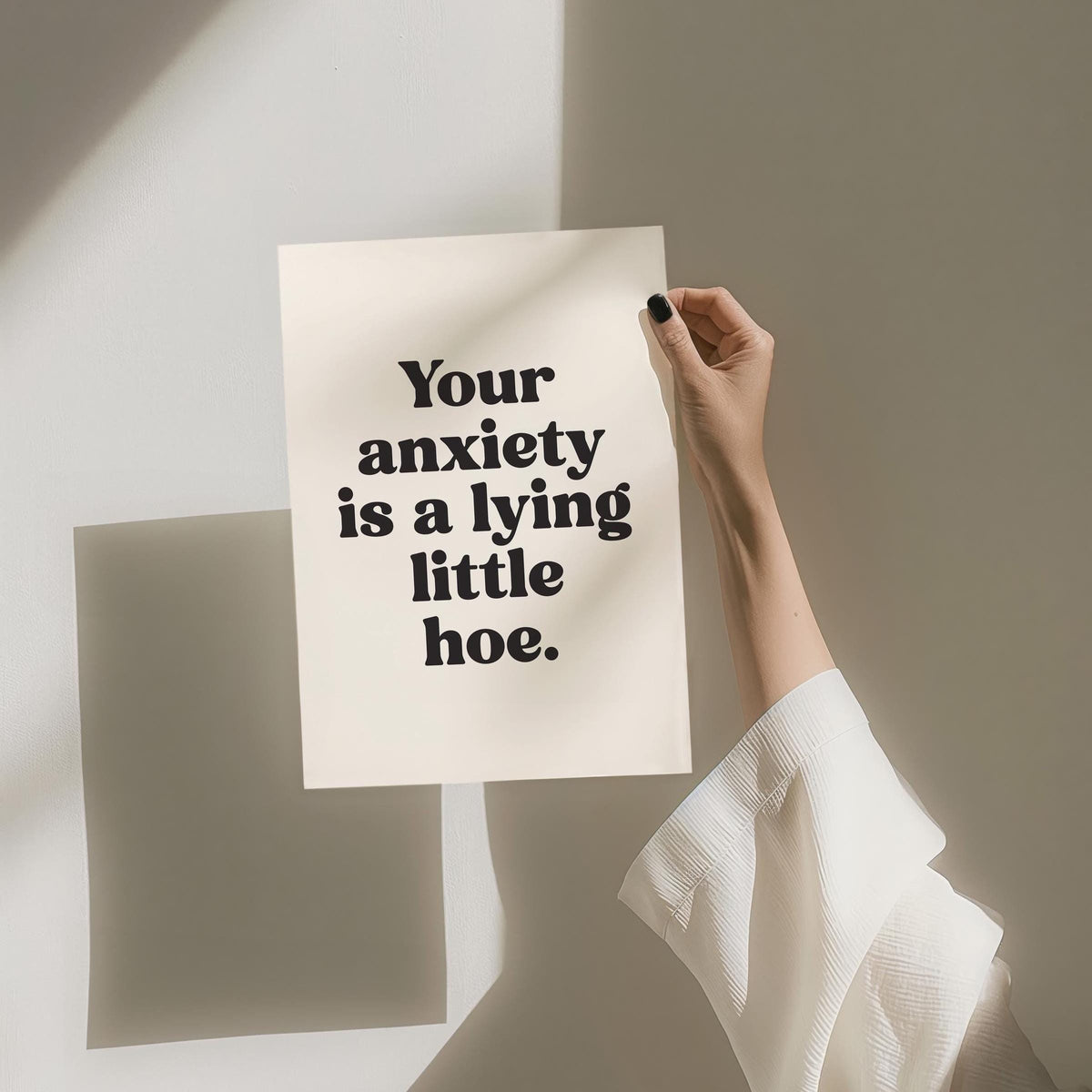 Funny Mental Health Quote Art Print, Cream and Black Wall Decor