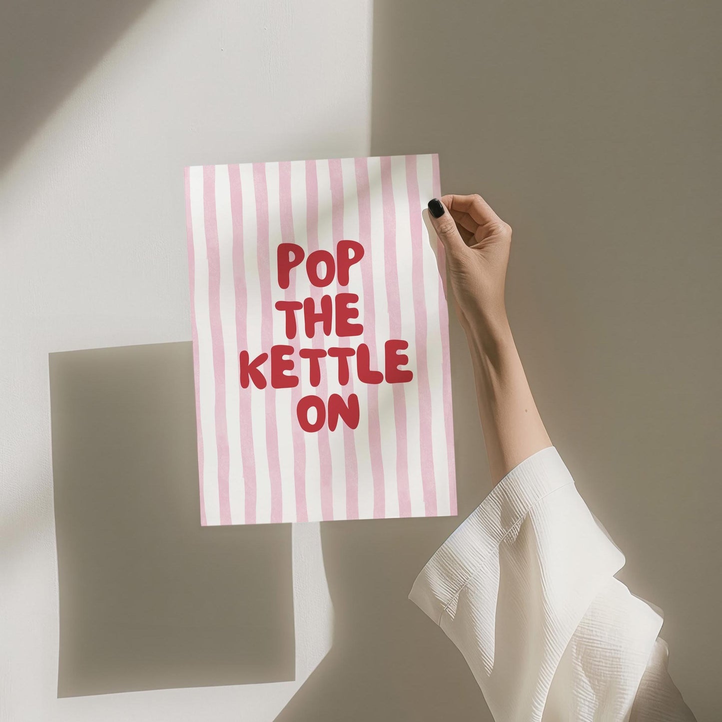 Pop The Kettle On Art Print Pink and Red Wall Decor
