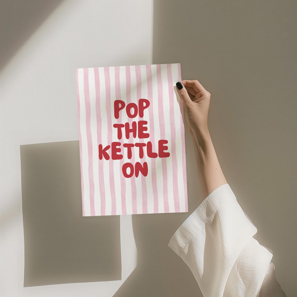 Pop The Kettle On Art Print Pink and Red Wall Decor