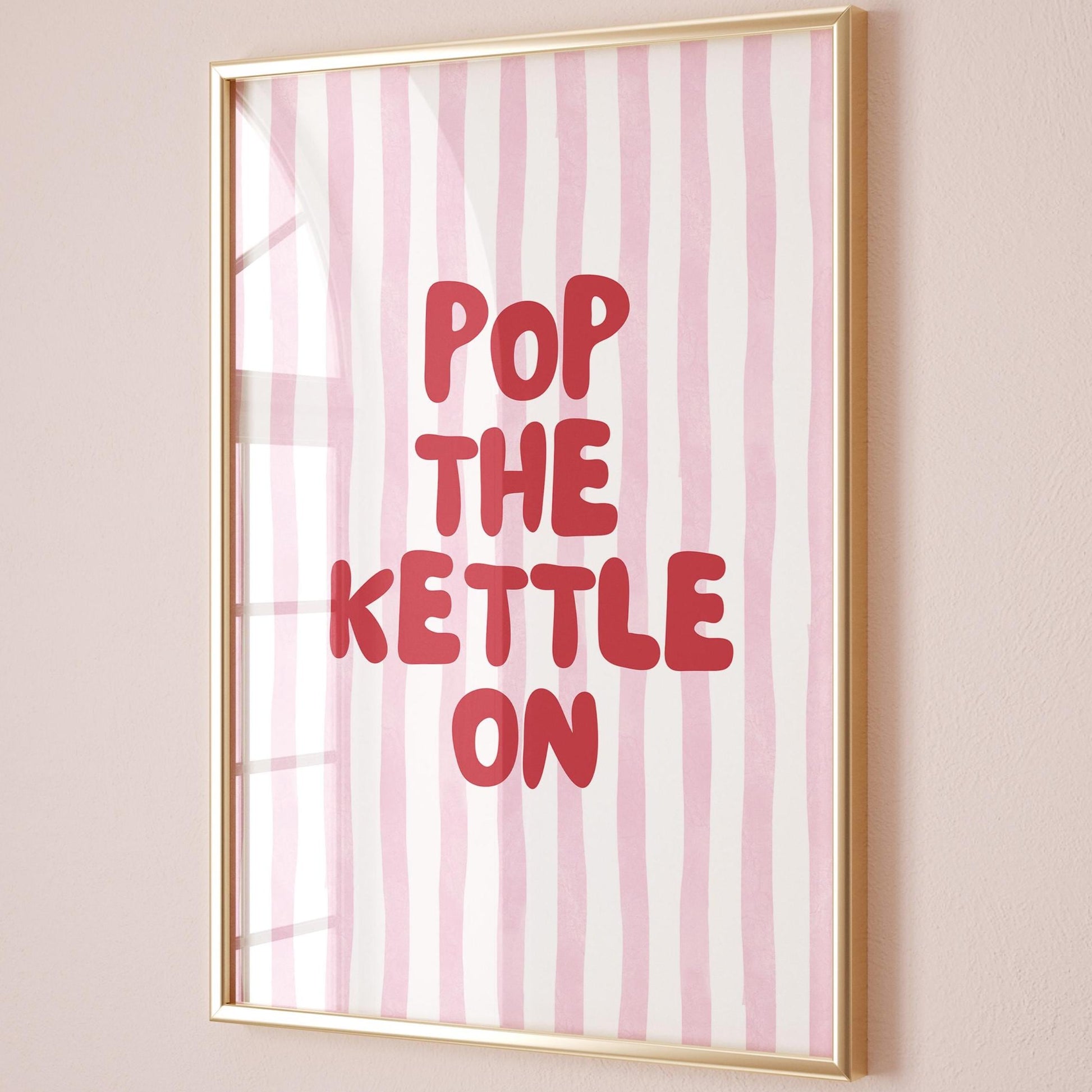 Pop The Kettle On Art Print Pink and Red Wall Decor