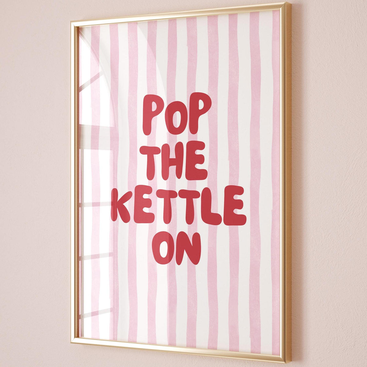 Pop The Kettle On Art Print Pink and Red Wall Decor