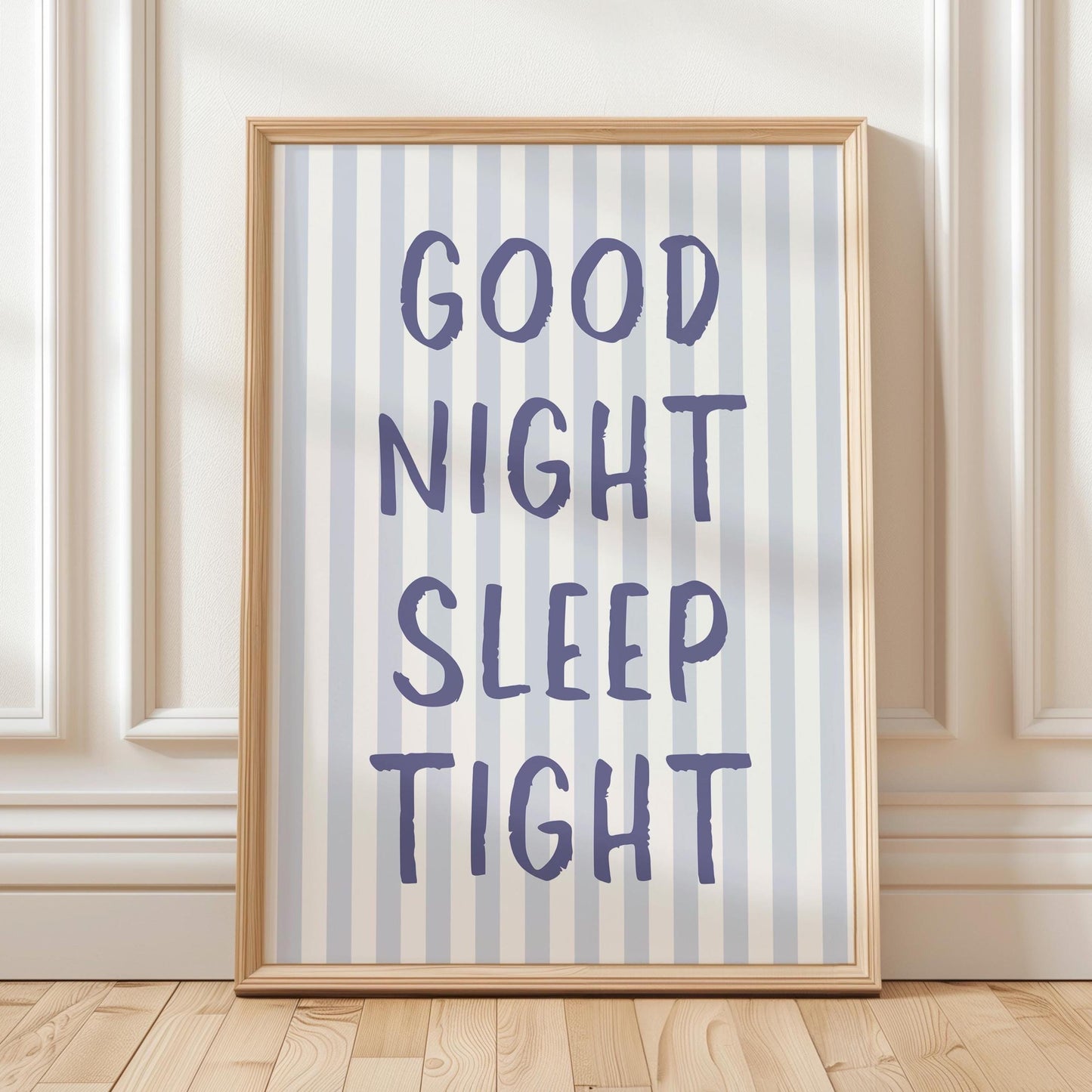 good night sleep tight blue stripes wall decor