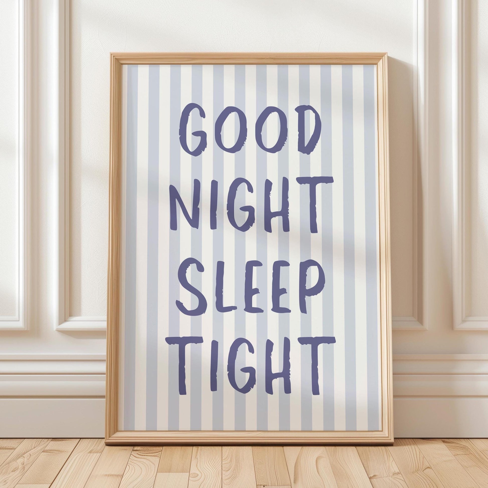 good night sleep tight blue stripes wall decor