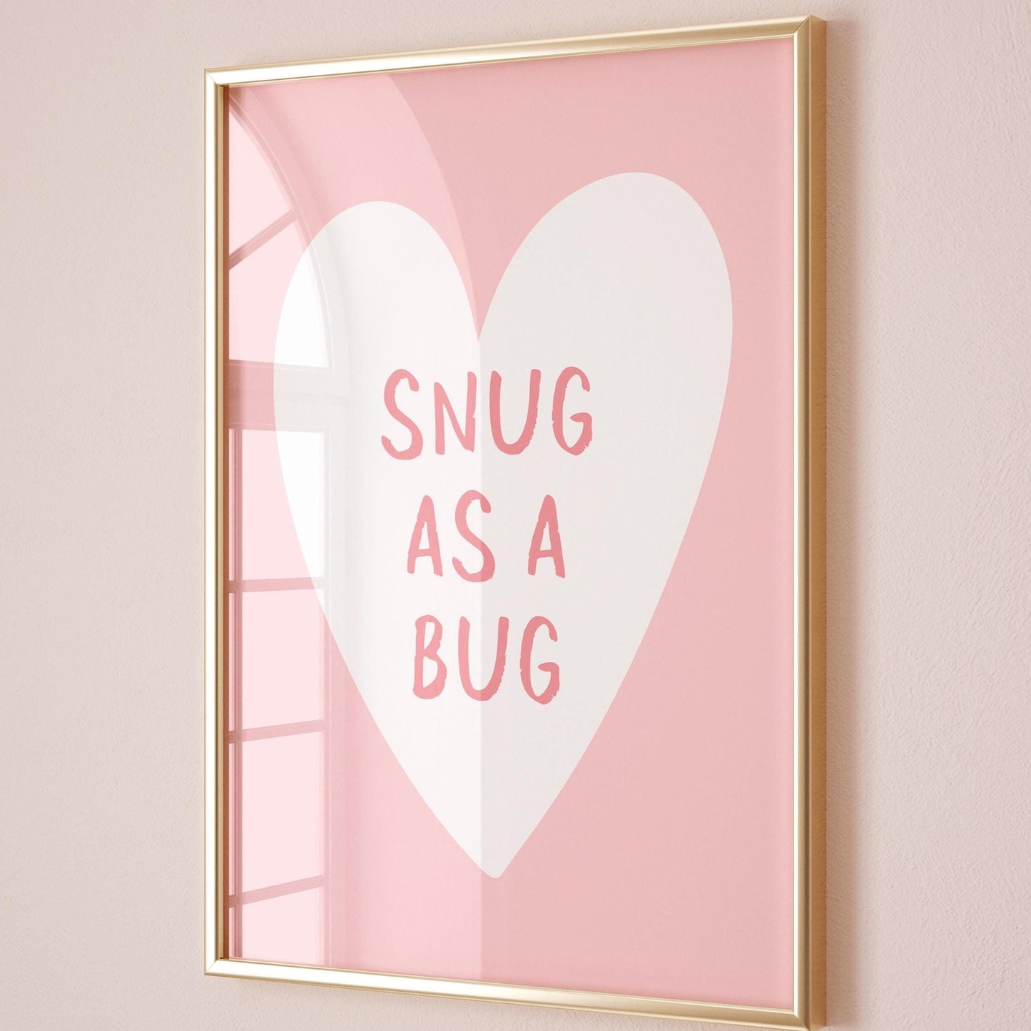 Snug As A Bug Art Print Pink Wall Decor