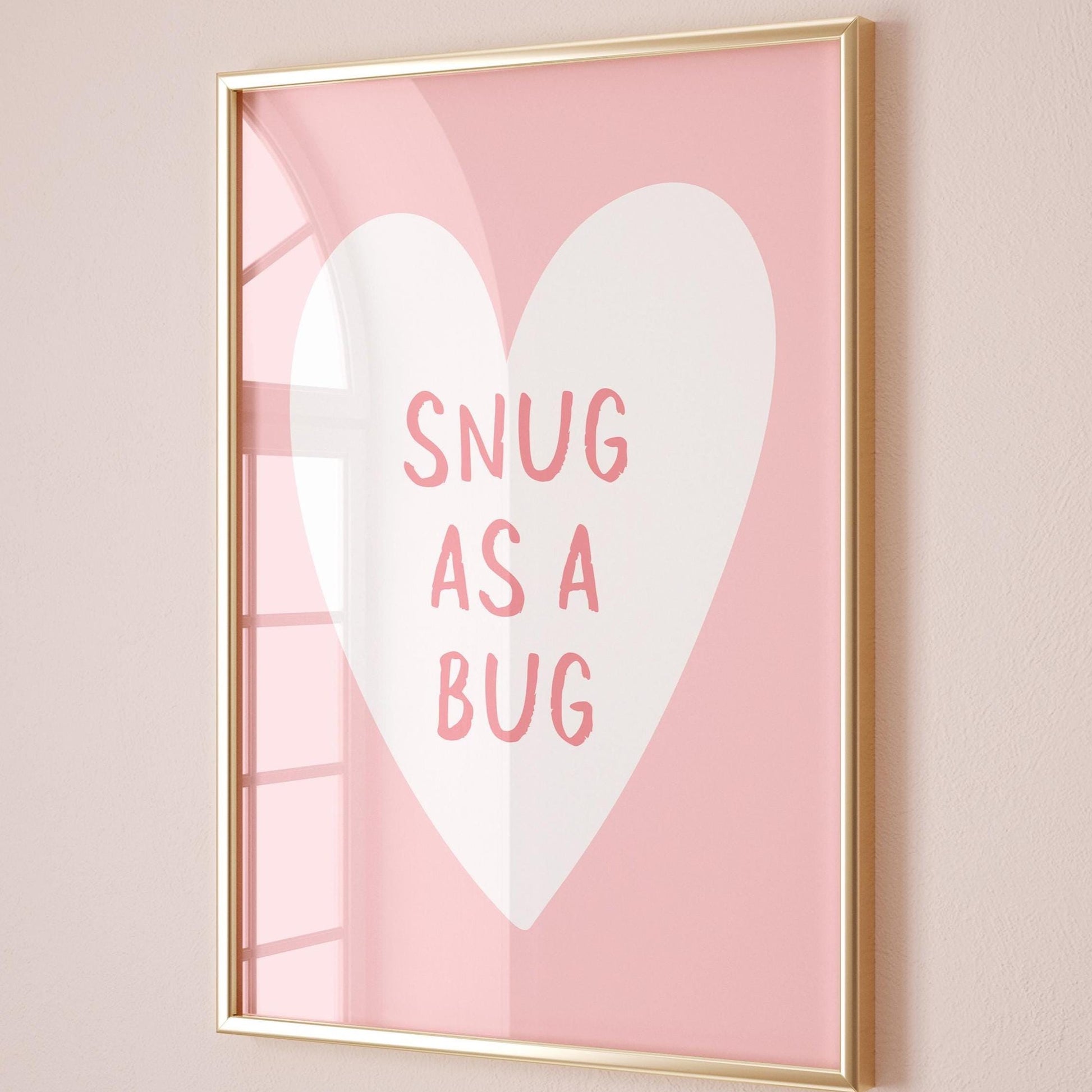 Snug As A Bug Art Print Pink Wall Decor