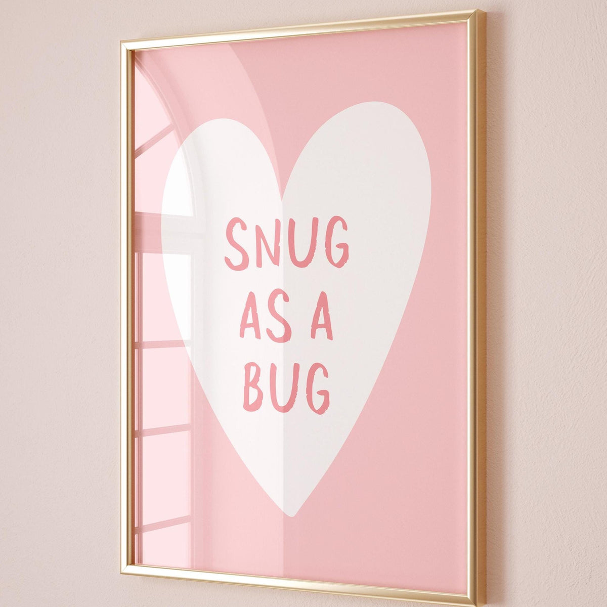 Snug As A Bug Art Print Pink Wall Decor