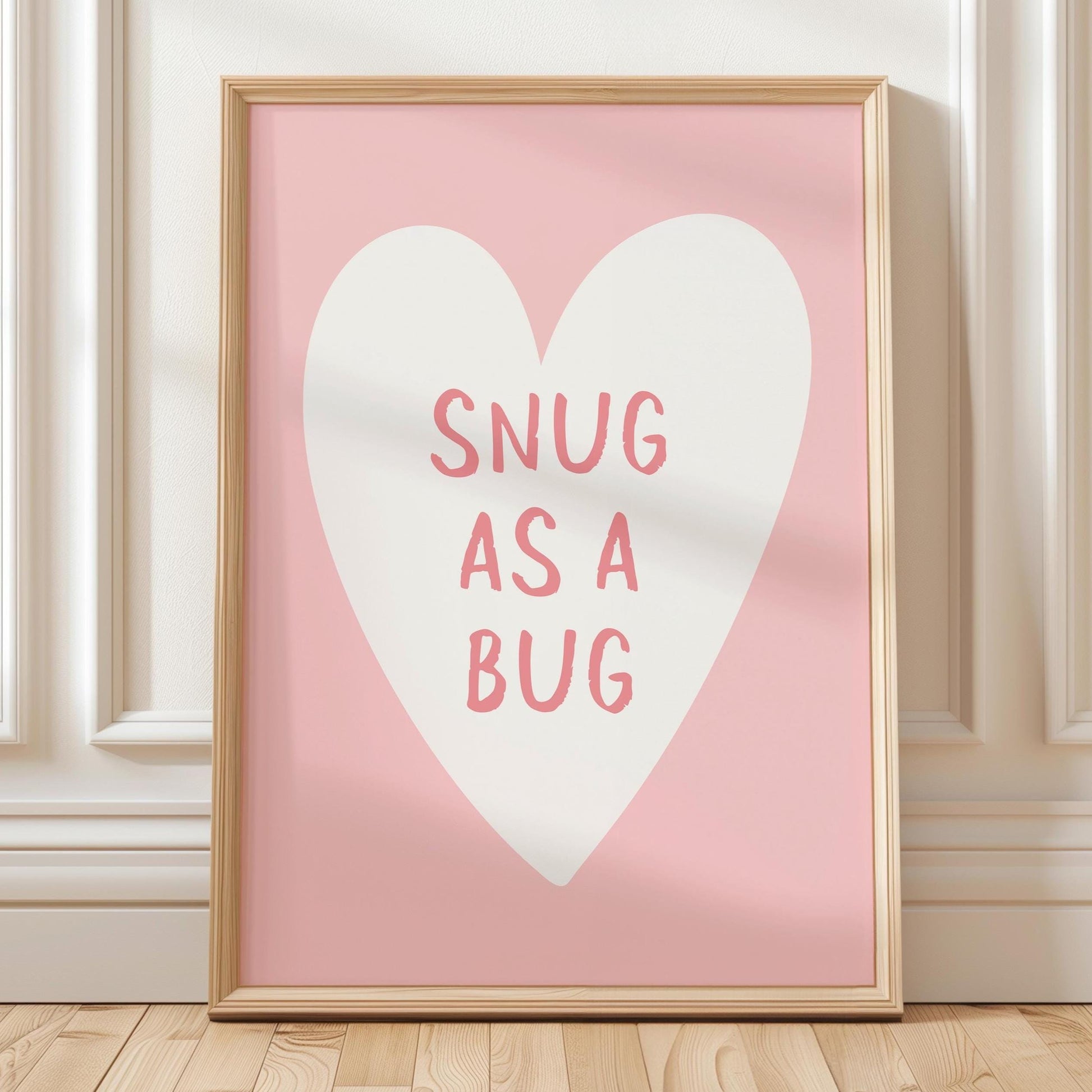 Snug As A Bug Art Print Pink Wall Decor