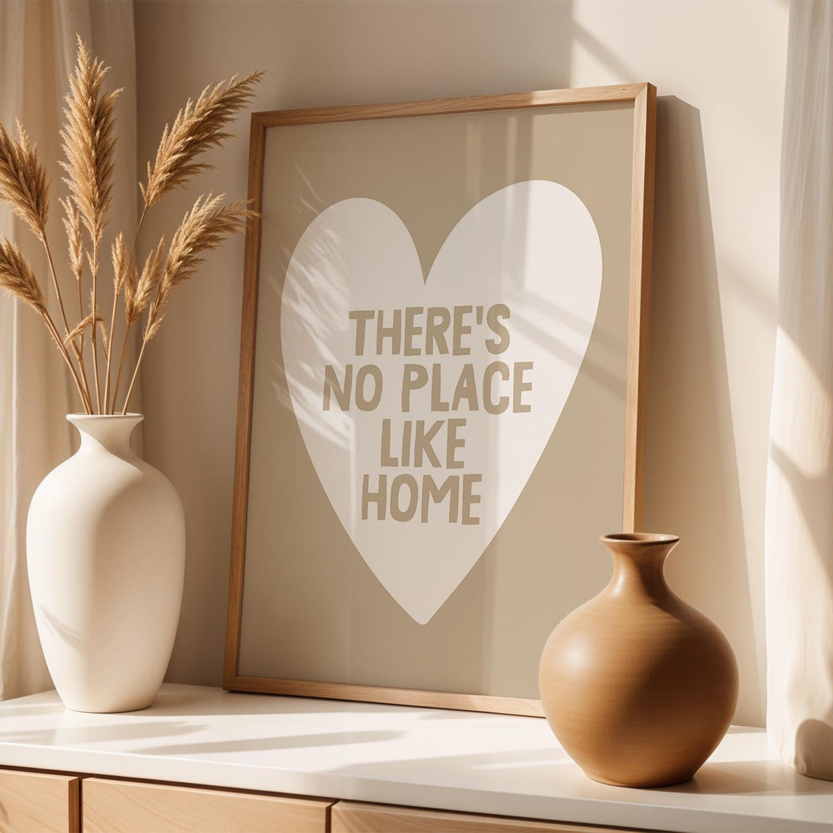 There's No Place Like Home Art Print, Beige Wall Decor