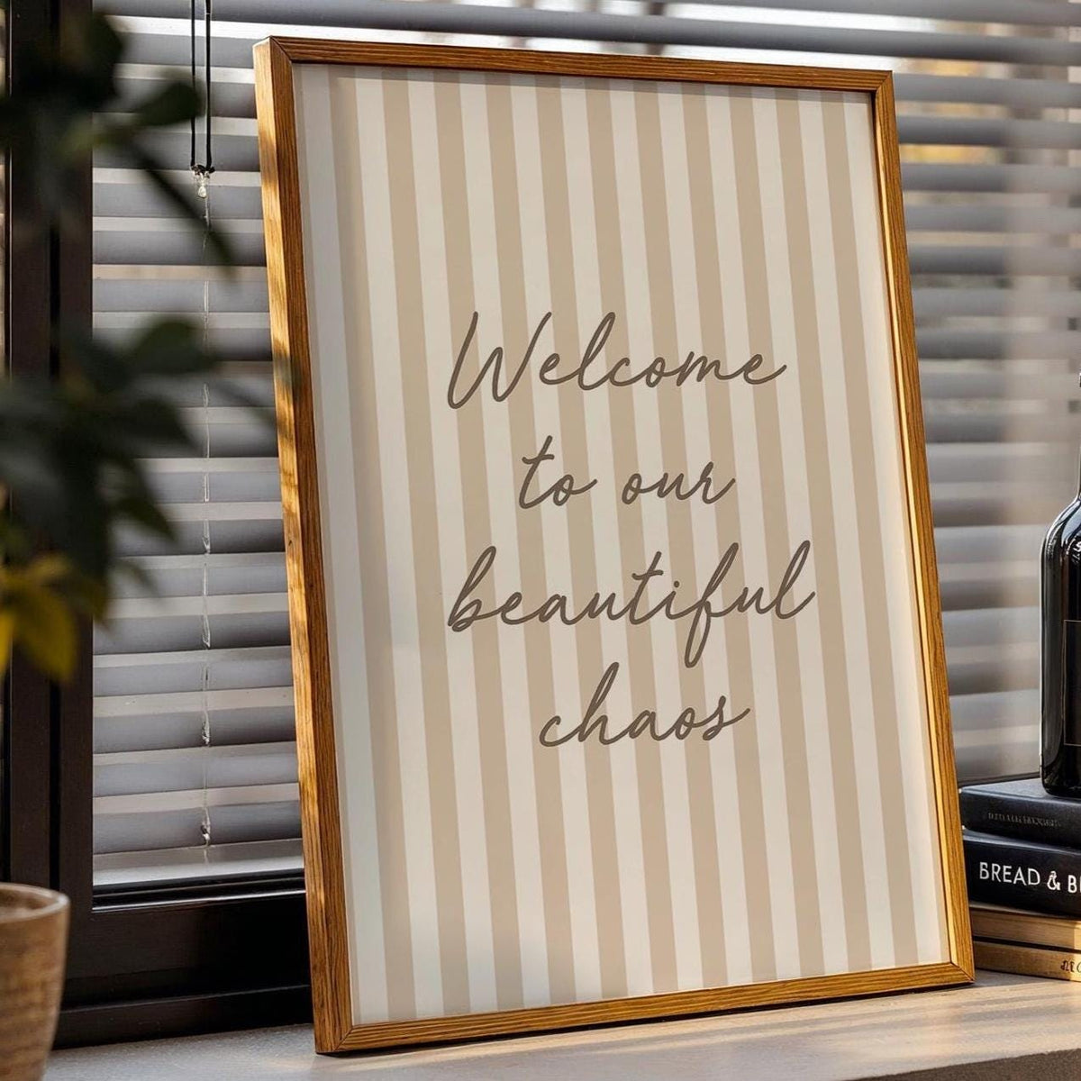 Welcome To Our Beautiful Chaos Art Print, Striped Hallway Wall Decor