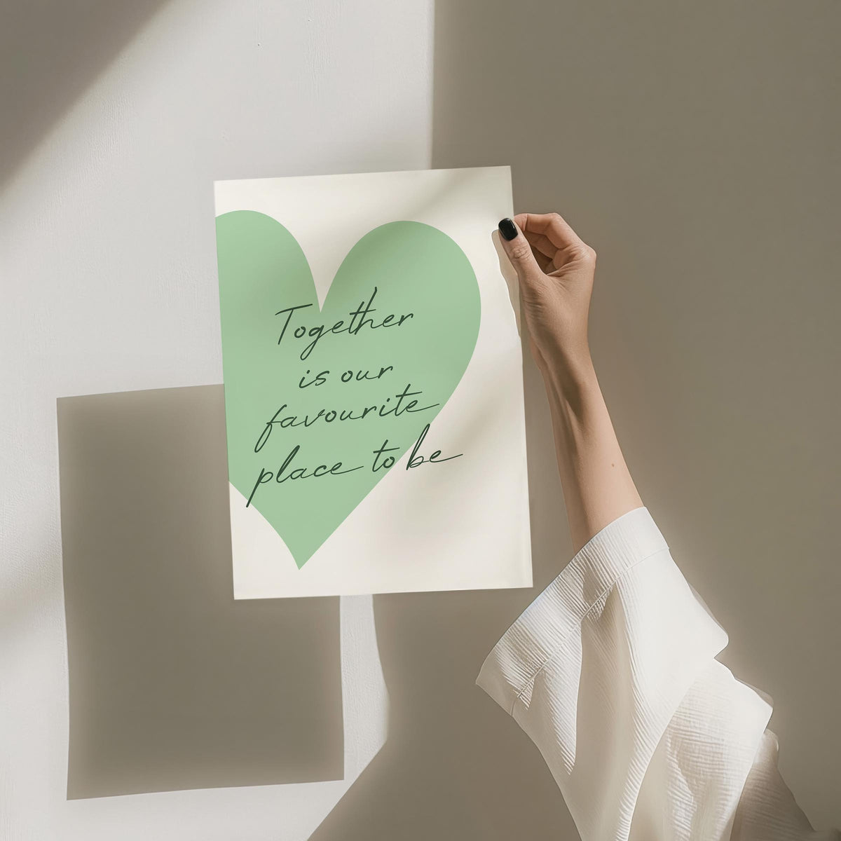 Together Is Our Favourite Place To Be Art Print, Green Bedroom Wall Decor