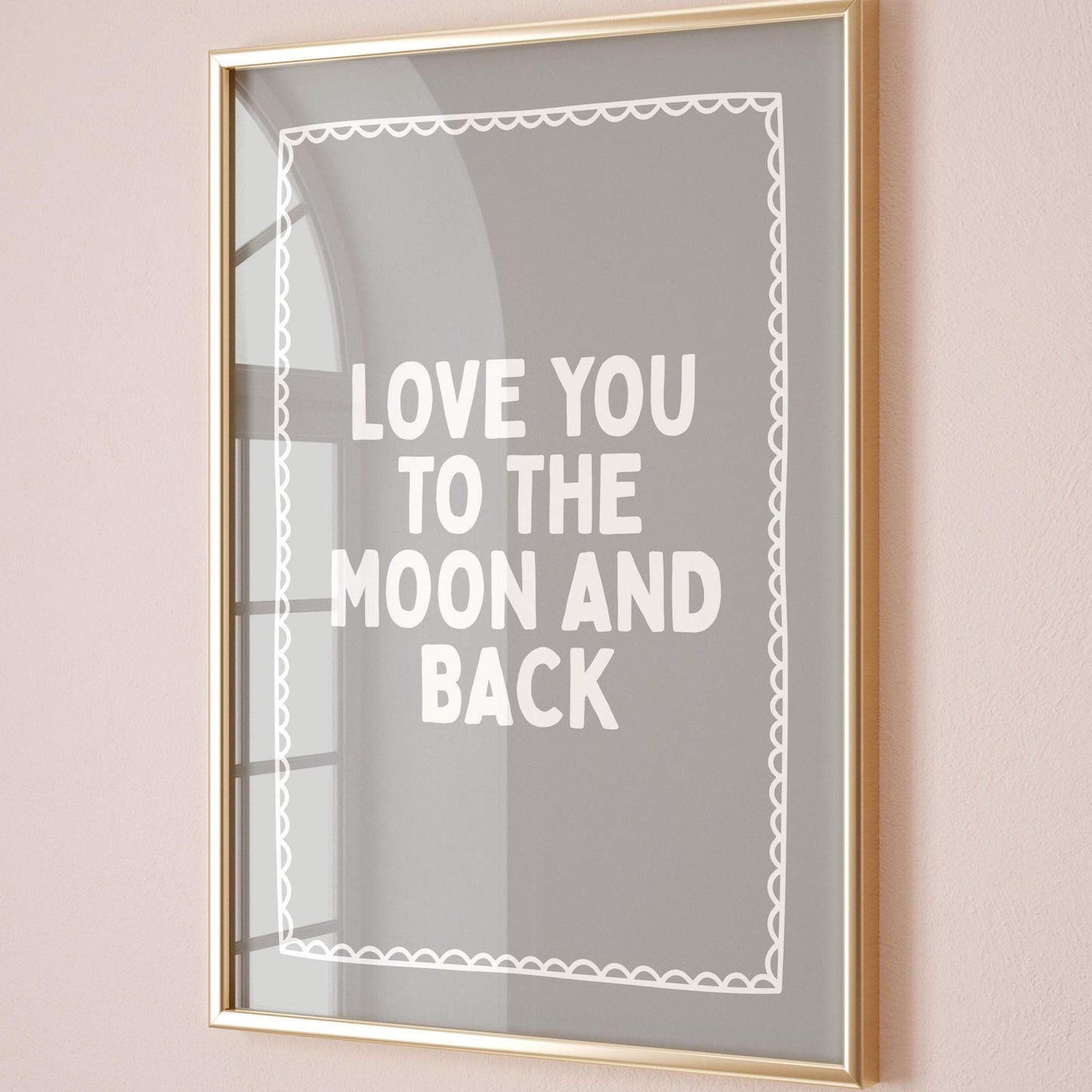Love You To The Moon And Back Art Print Grey Wall Decor