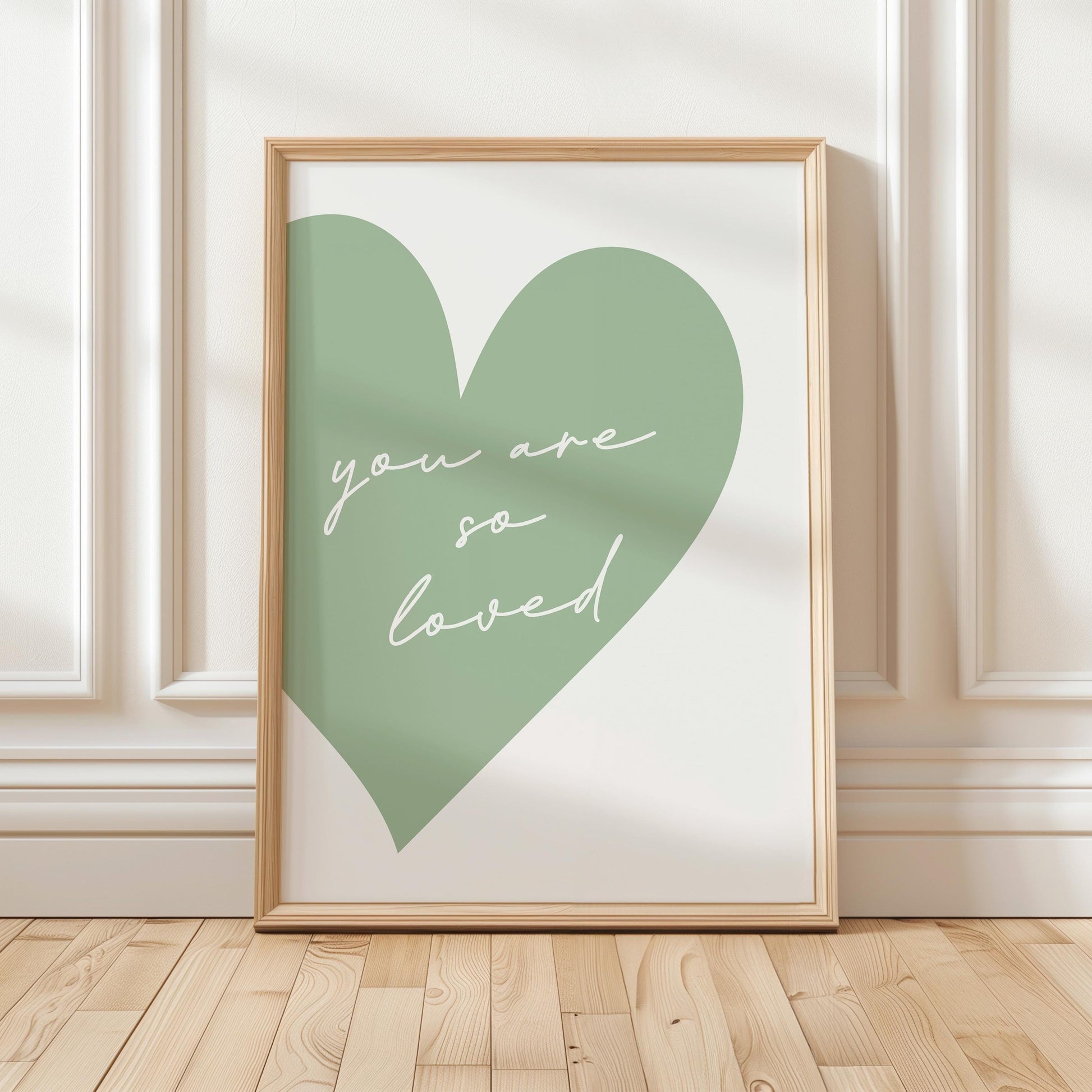 You Are So Loved Art Print, Aesthetic Green Bedroom Wall Decor
