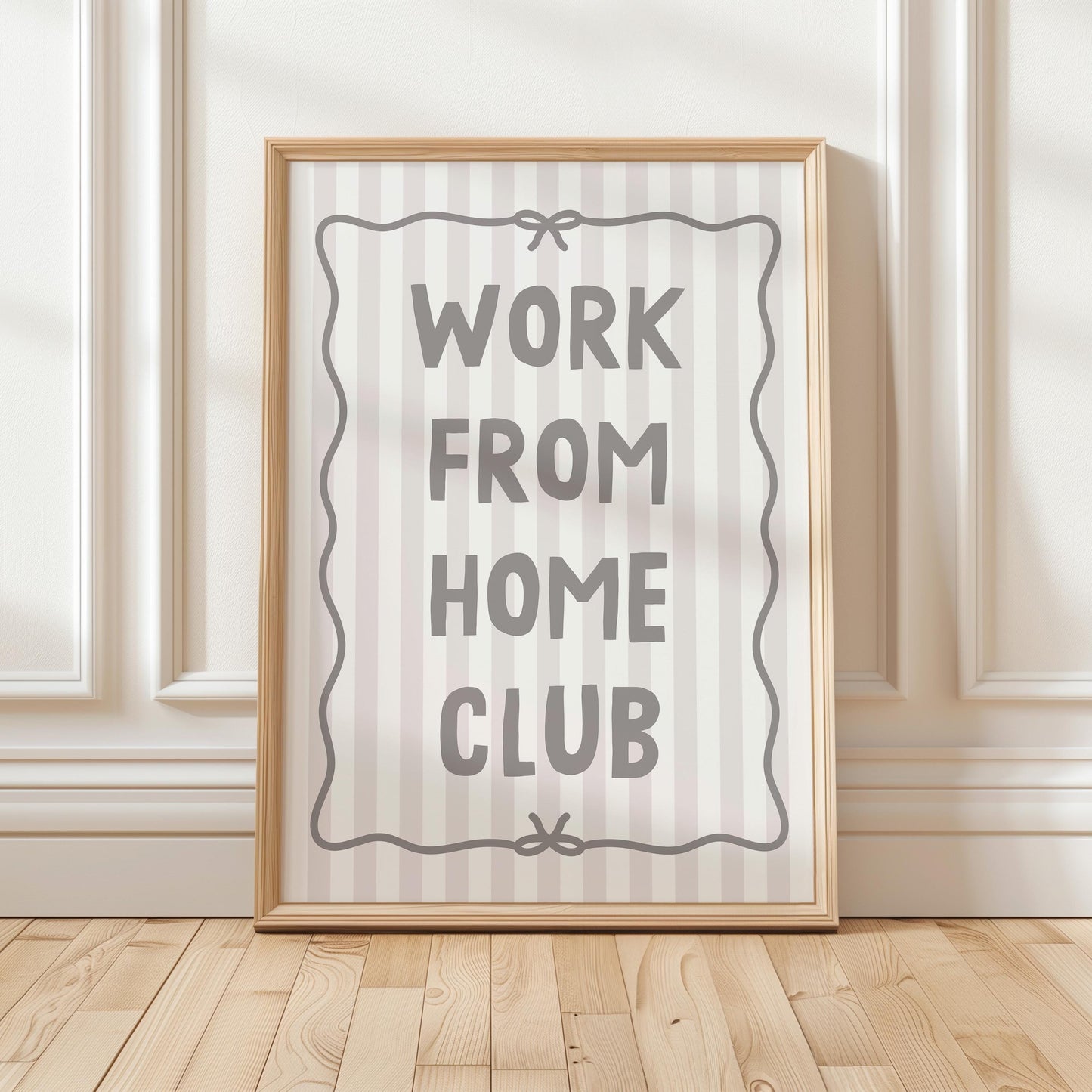 Work From Home Club Art Print, Home Office Poster, Grey Wall Decor