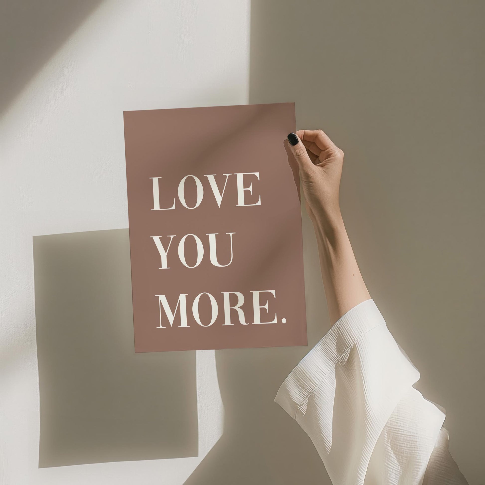 Love You More Art Print, Mocha Brown Wall Decor, Family Home Sign