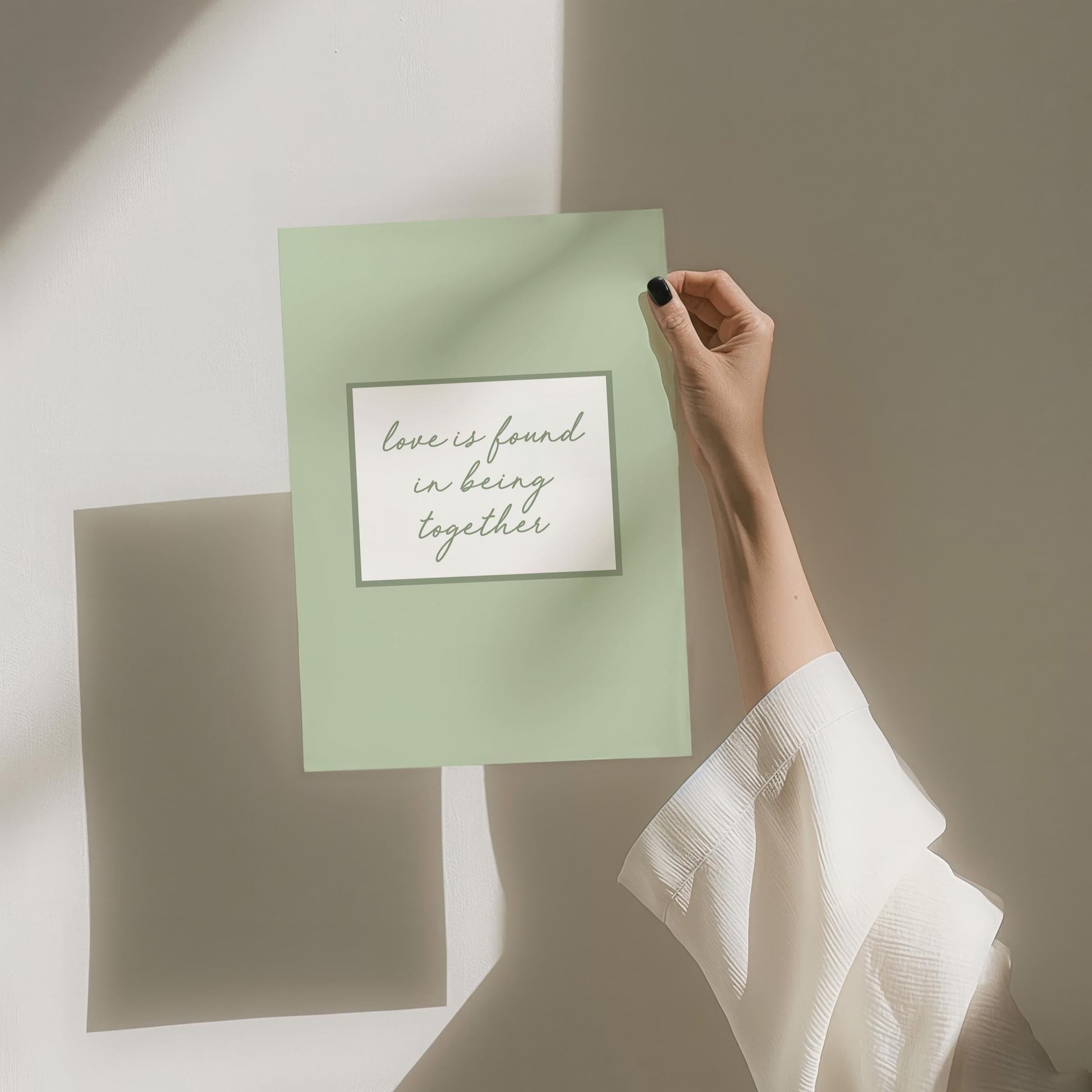 Love Is Found In Being Together Art Print, Family Home Wall Decor, Sage Green Hallway Poster