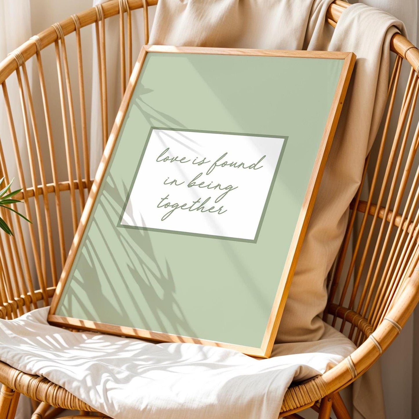 Love Is Found In Being Together Art Print, Family Home Wall Decor, Sage Green Hallway Poster