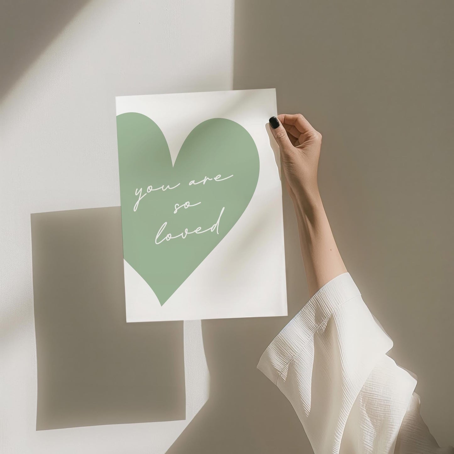 You Are So Loved Art Print, Aesthetic Green Bedroom Wall Decor