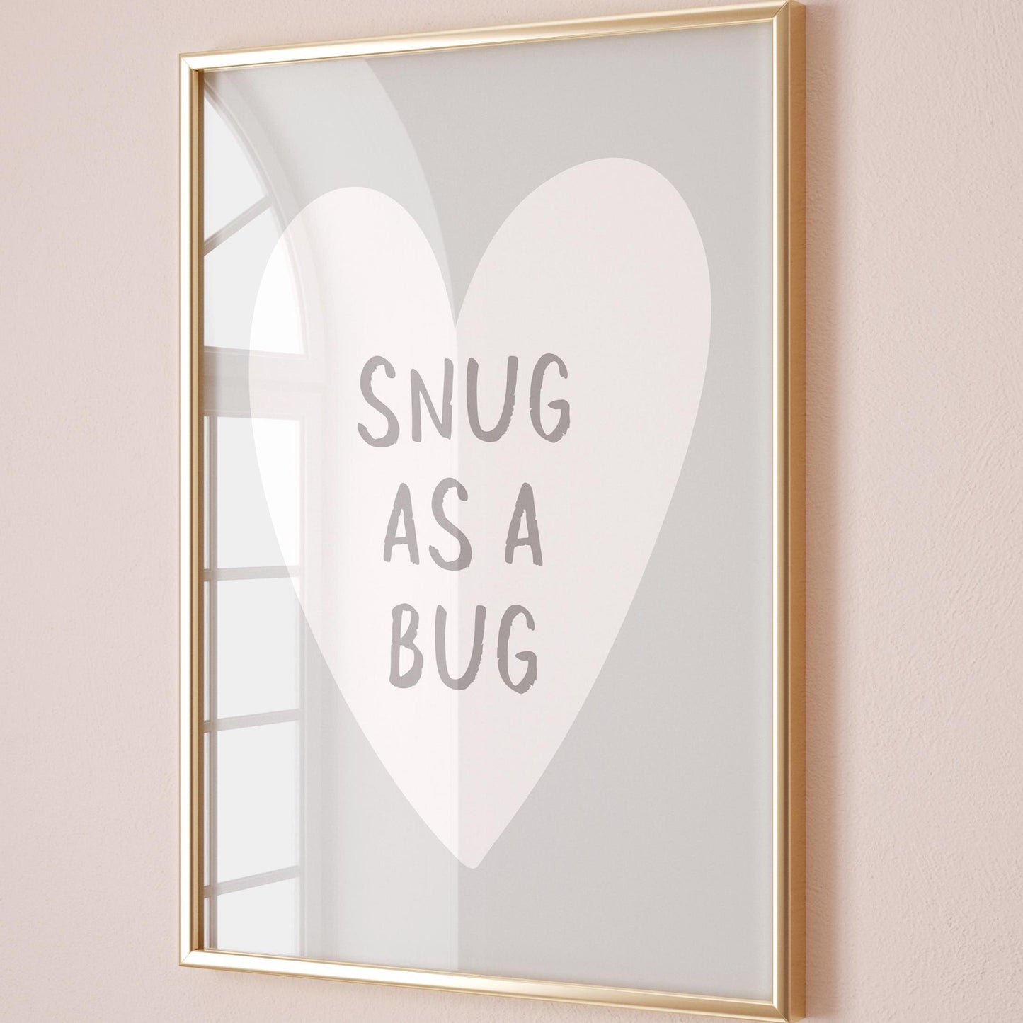 Snug As A Bug Art Print Grey Wall Decor