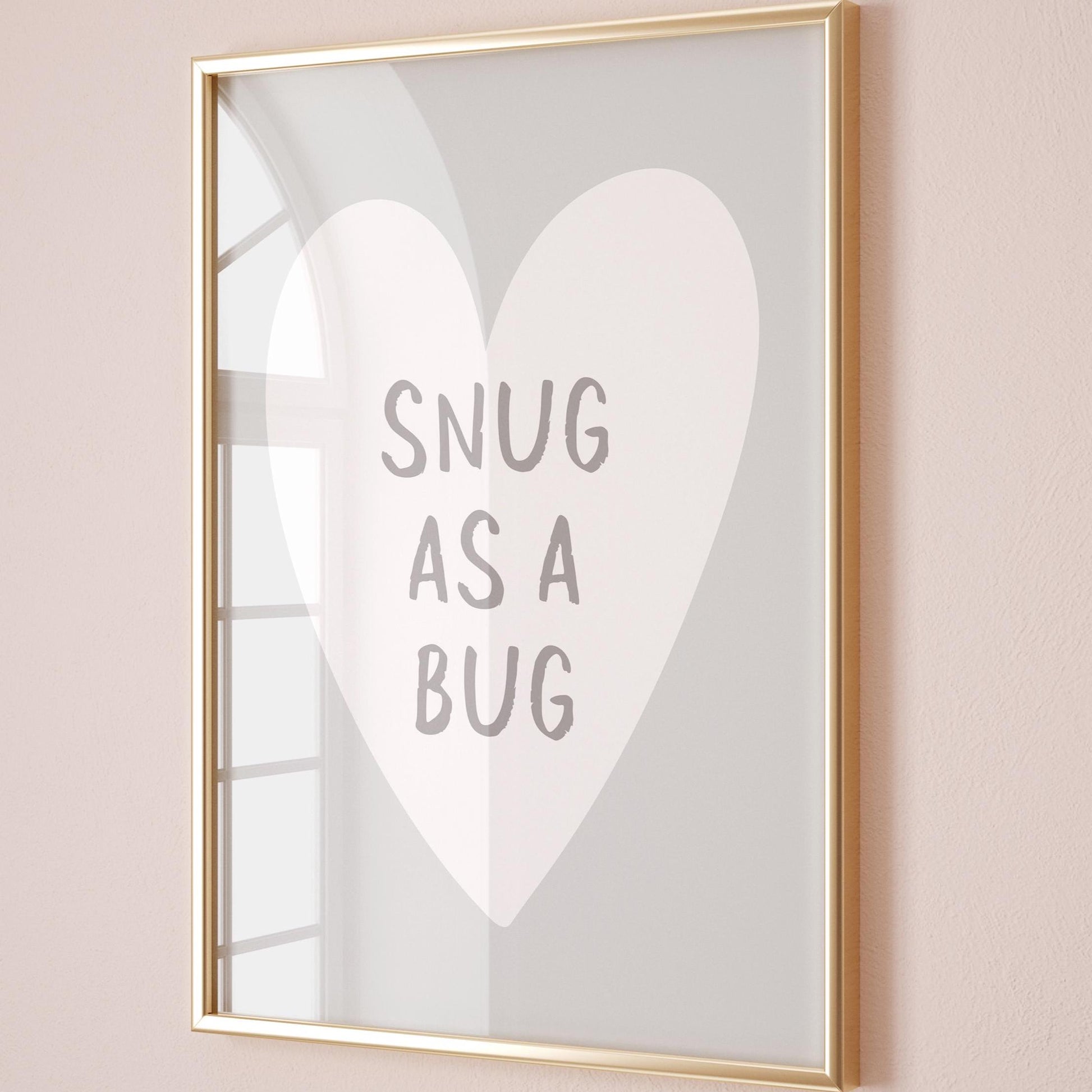 Snug As A Bug Art Print Grey Wall Decor