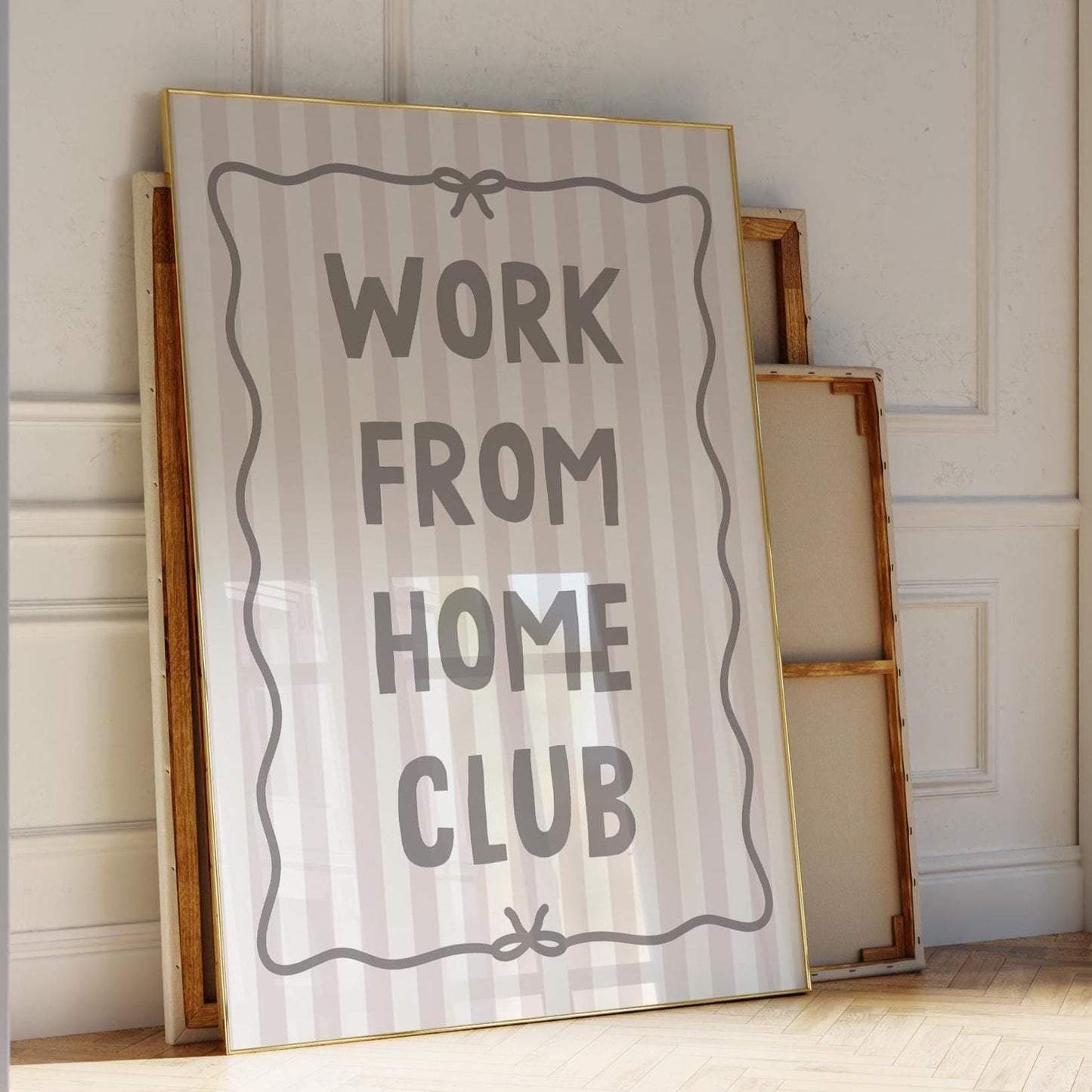 Work From Home Club Art Print, Home Office Poster, Grey Wall Decor