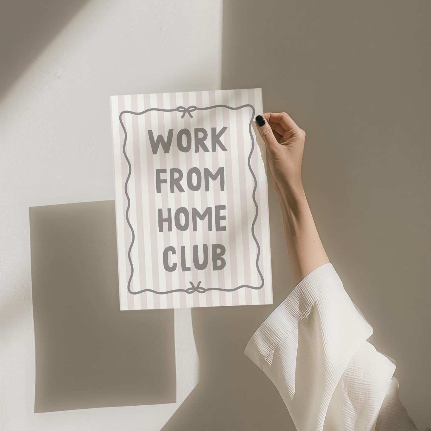 Work From Home Club Art Print, Home Office Poster, Grey Wall Decor
