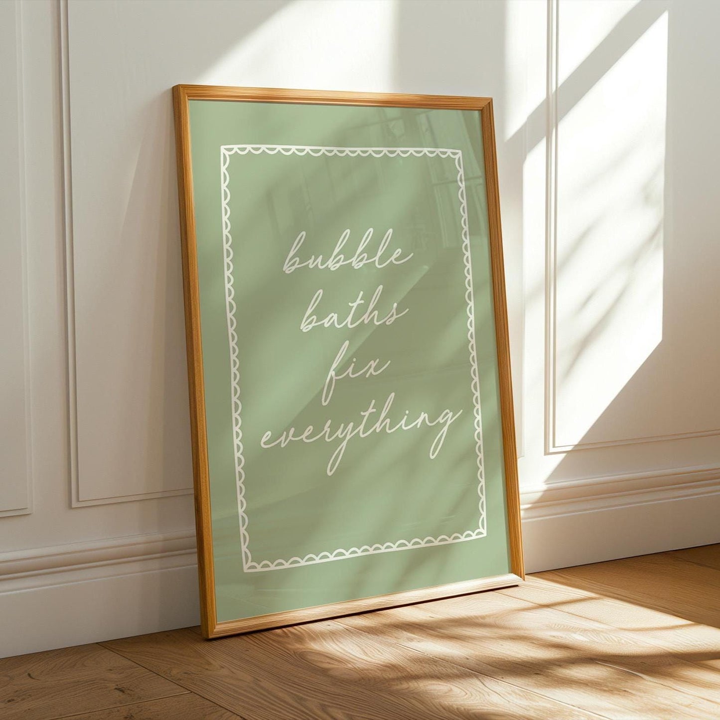 Bubble Baths Fix Everything Art Print, Sage Green Bathroom Wall Decor