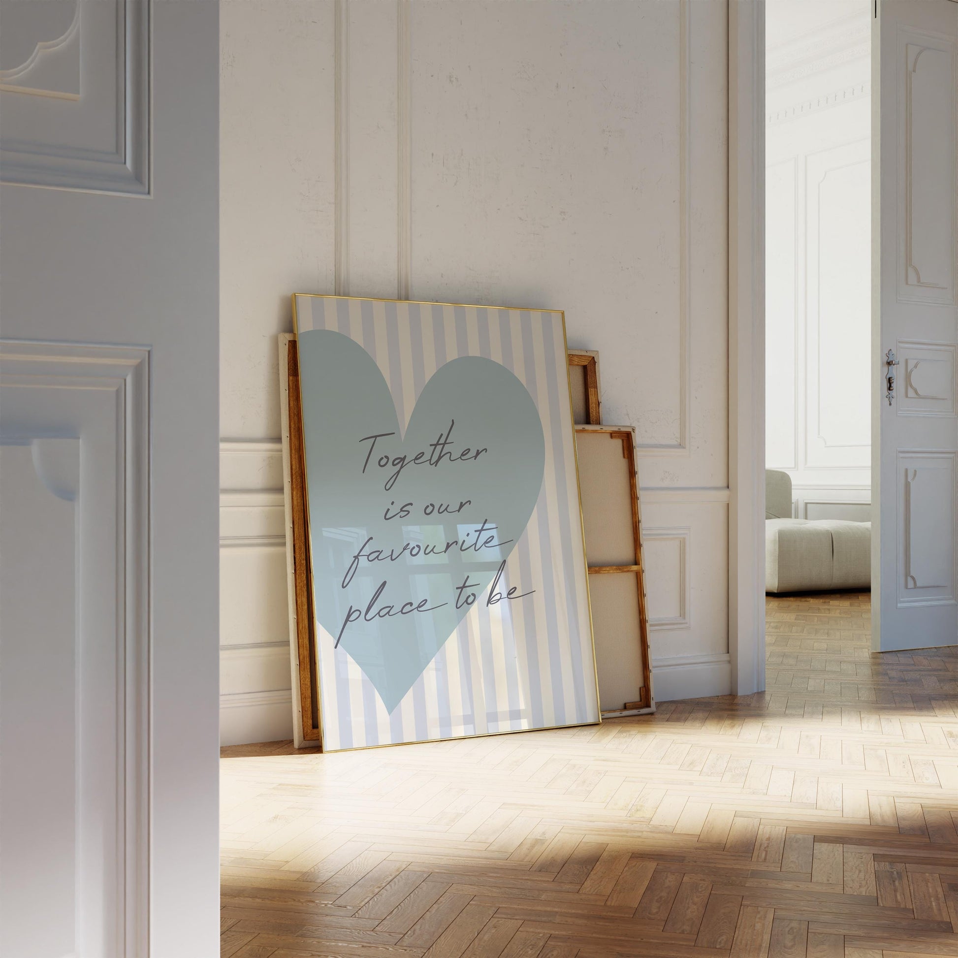 Together Is Our Favourite Place To Be Art Print, Light Blue Wall Decor