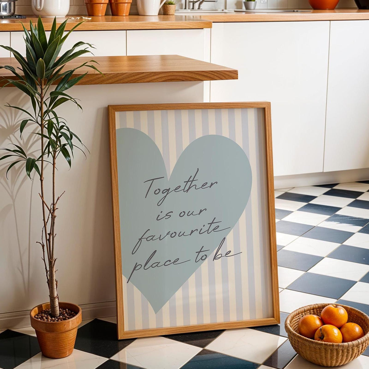 Together Is Our Favourite Place To Be Art Print, Light Blue Wall Decor