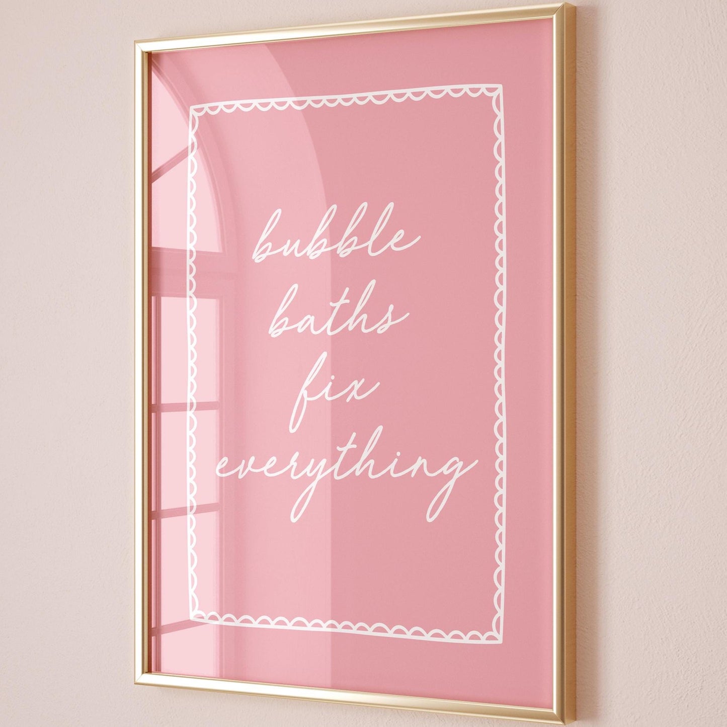 Bubble Baths Fix Everything Art Print, Pink Bathroom Wall Decor