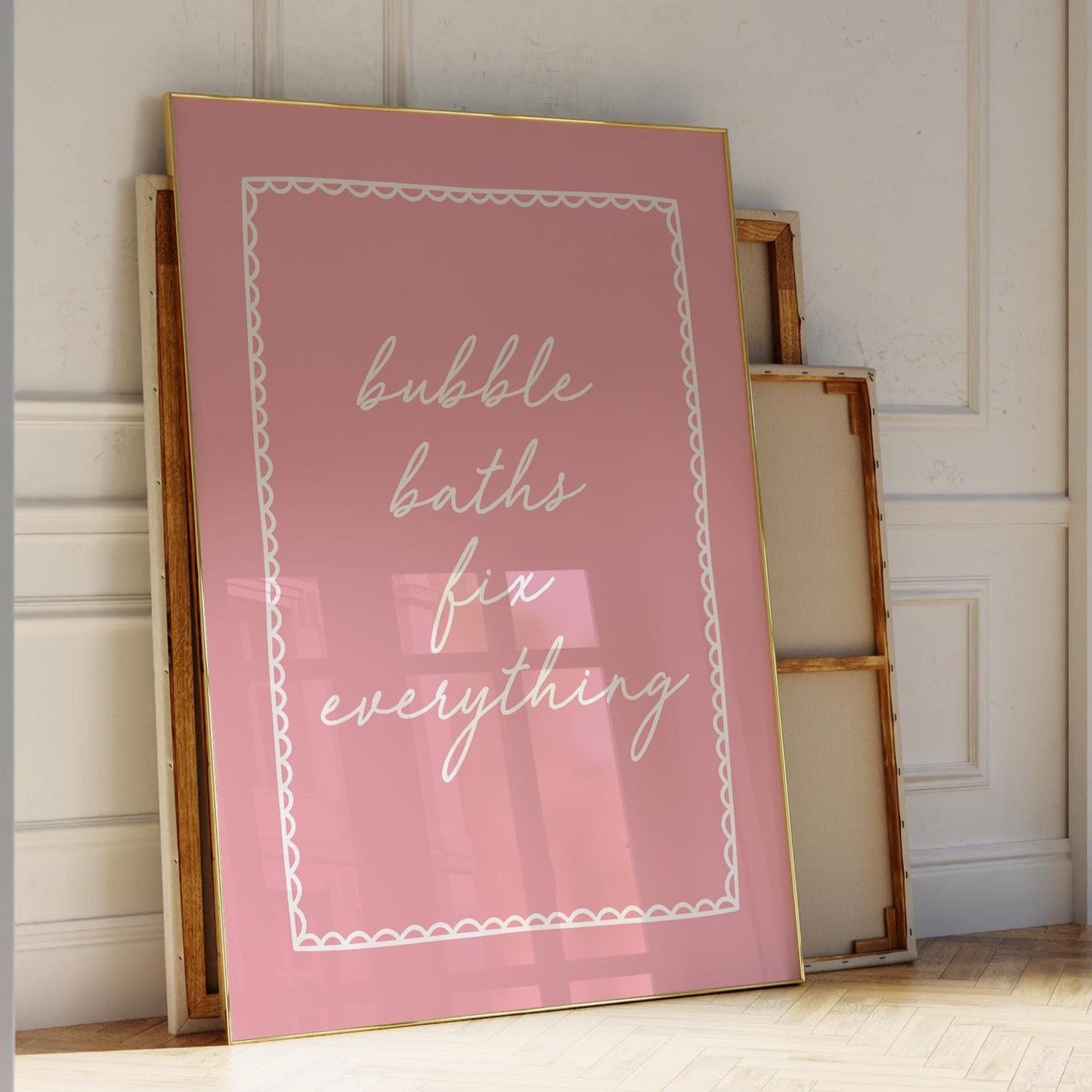 Bubble Baths Fix Everything Art Print, Pink Bathroom Wall Decor