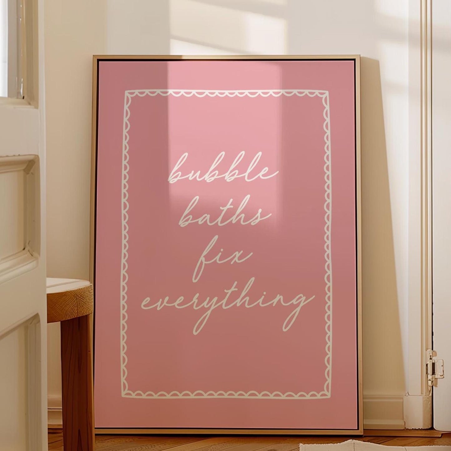 Bubble Baths Fix Everything Art Print, Pink Bathroom Wall Decor