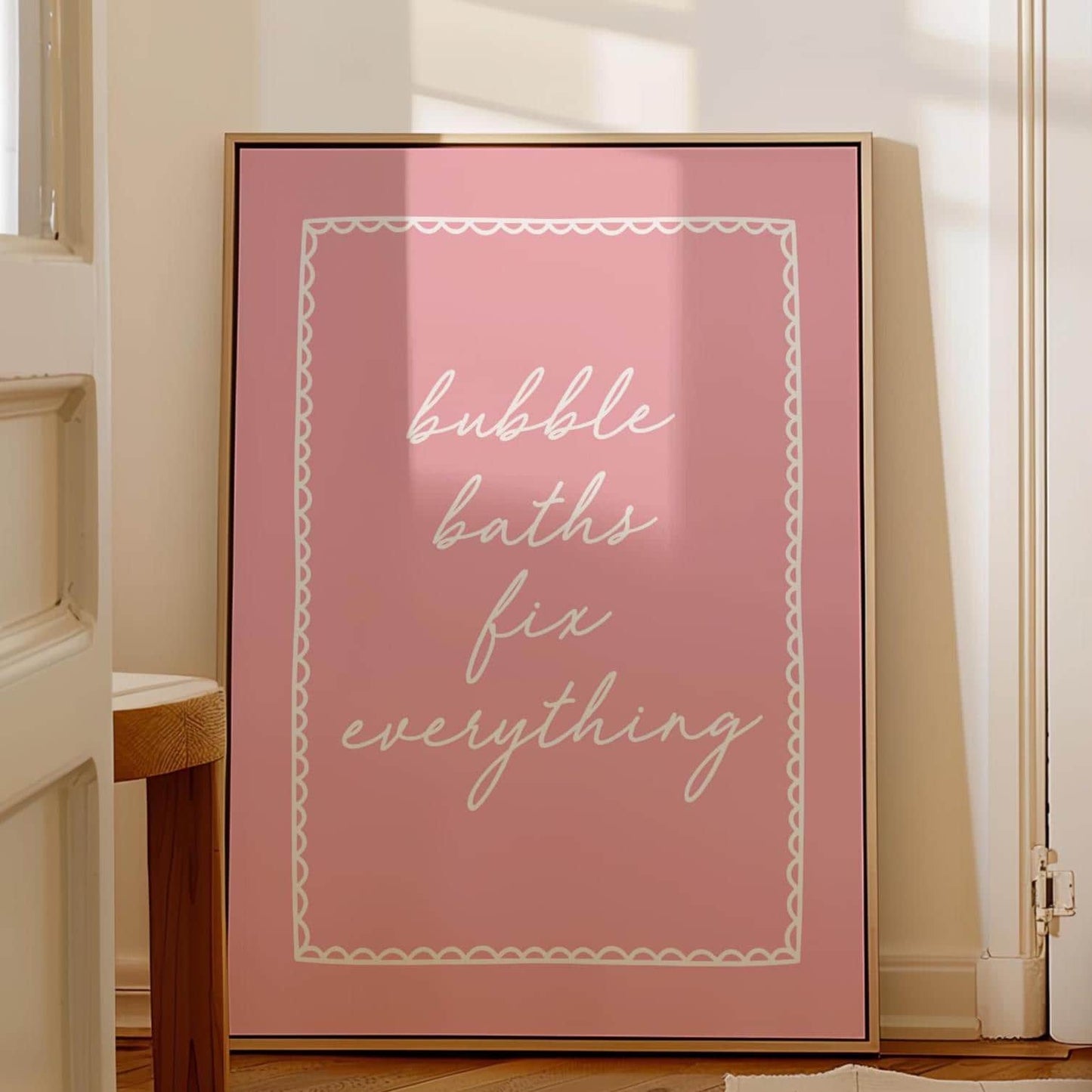 Bubble Baths Fix Everything Art Print, Pink Bathroom Wall Decor