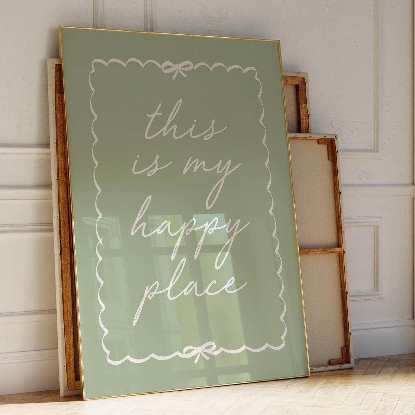 This Is My Happy Place Wall Art Print, Aesthetic Bedroom Print, Sage Green and Cream Hallway Decor