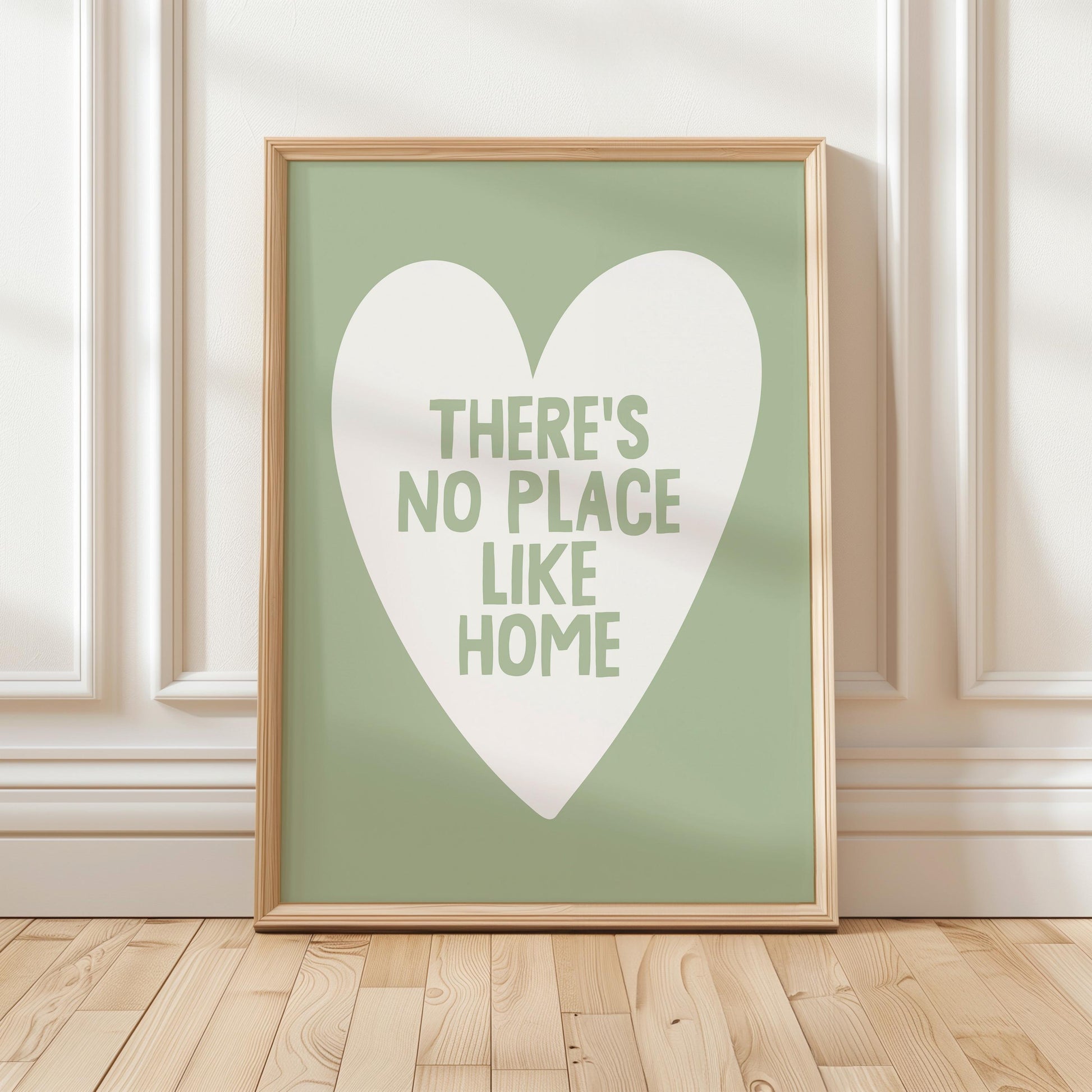 There's No Place Like Home Art Print, Sage Green Wall Decor