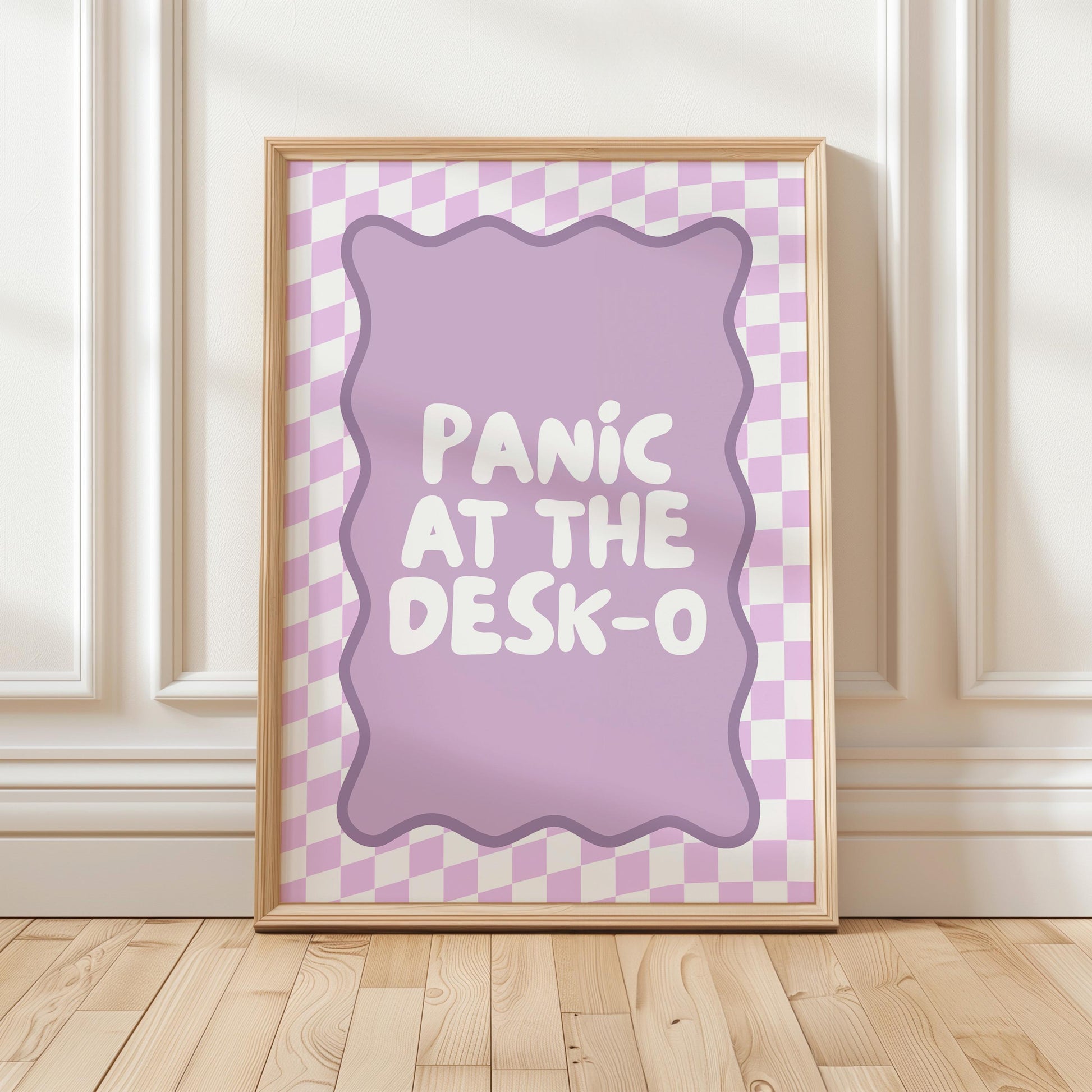 Panic At The Desk-O Art Print, Funny Office Poster, Work From Home Wall Art, Funky Purple Decor