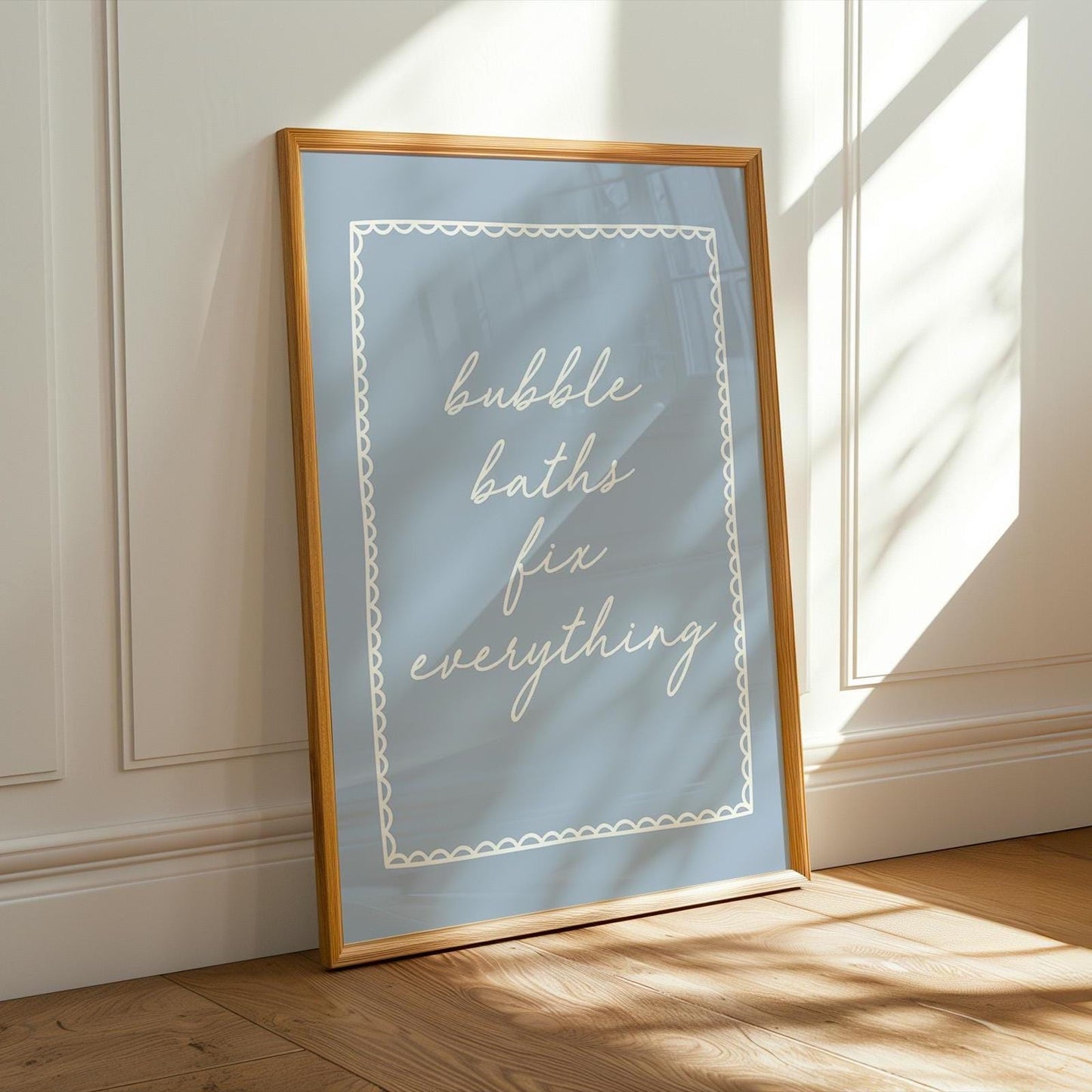 Bubble Baths Fix Everything Art Print, Blue Bathroom Wall Decor