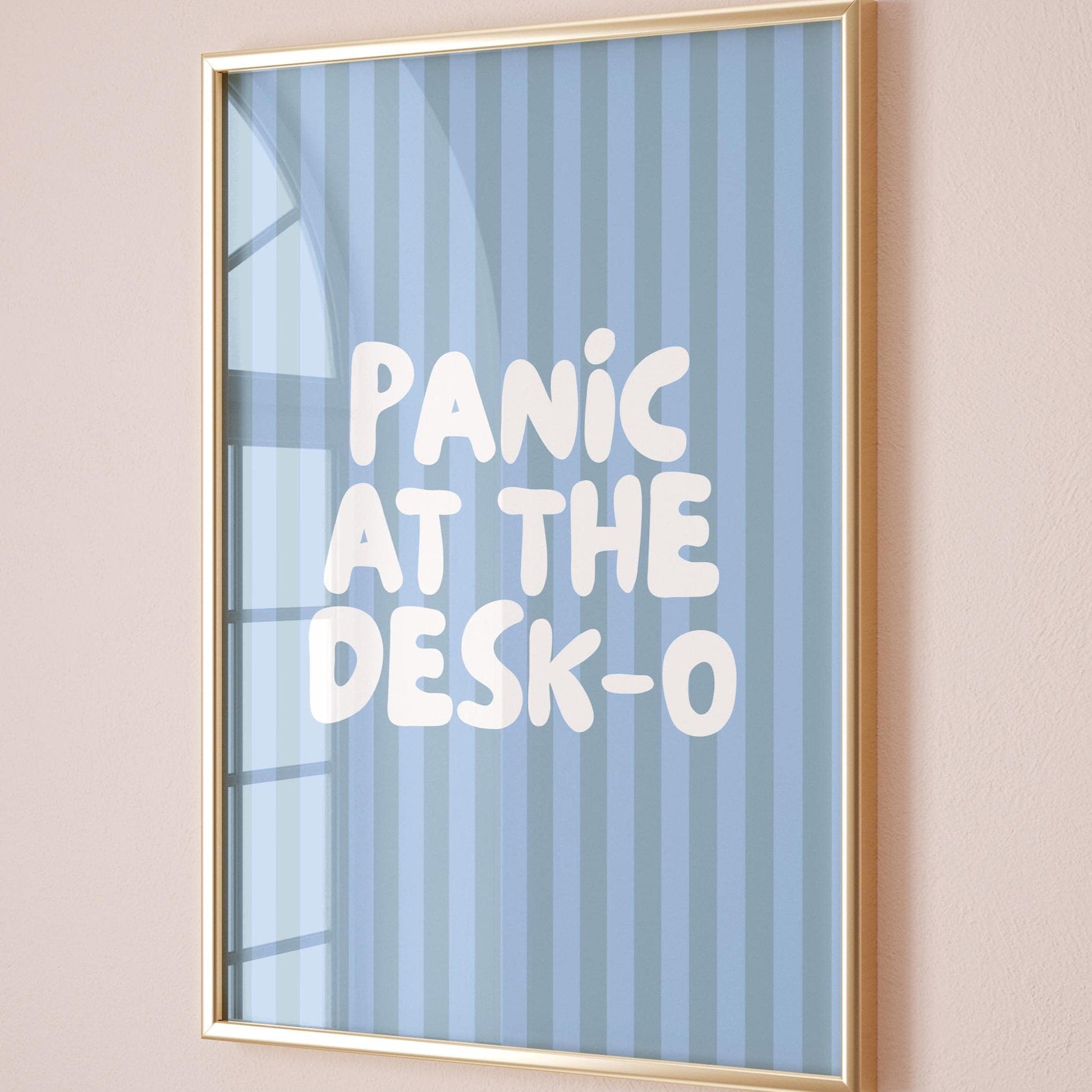 Panic At The Desk-O Art Print Blue Striped Wall Decor