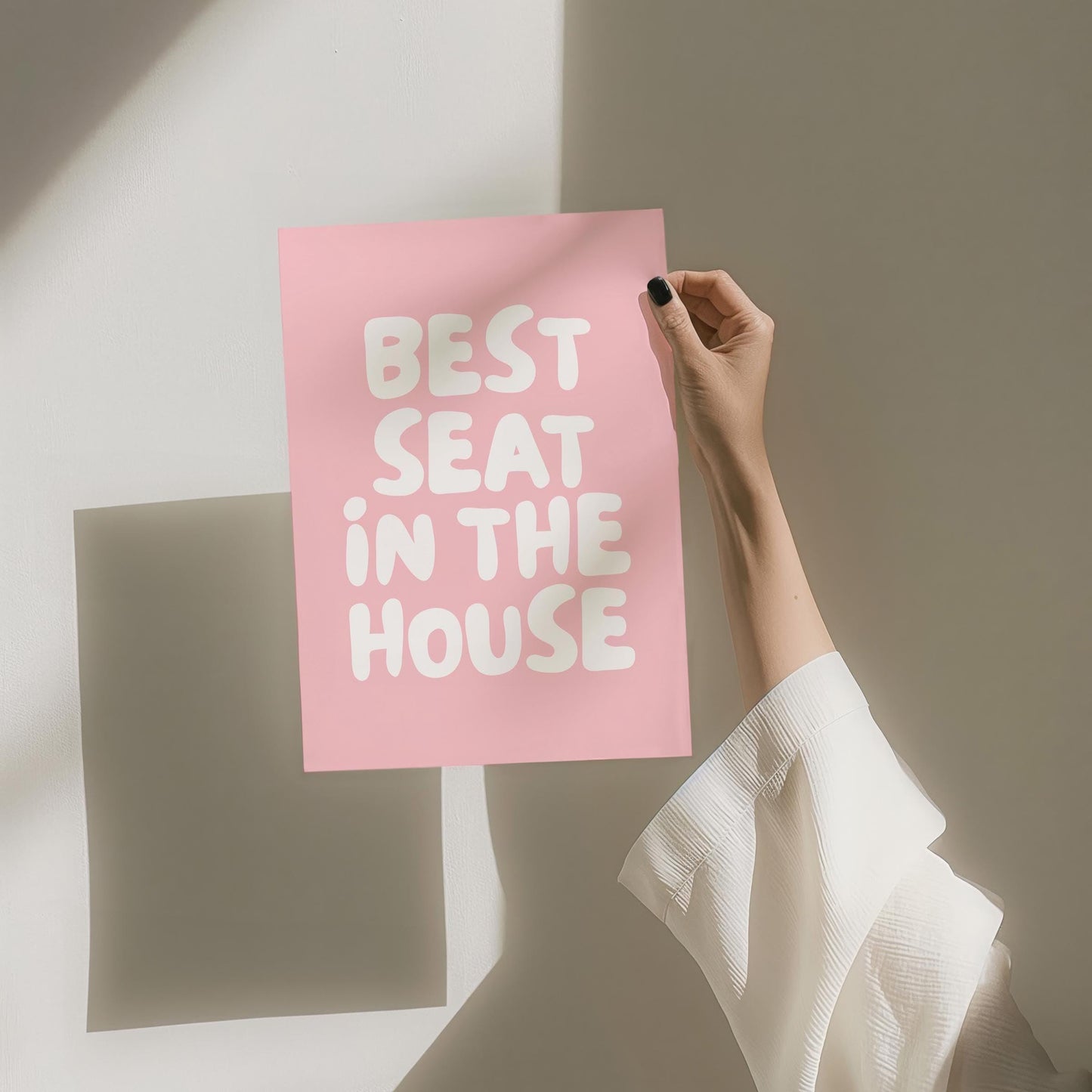 Best Seat In The House Art Print, Funny Above Toilet Wall Art, Trendy Retro Pink Bathroom Wall Decor