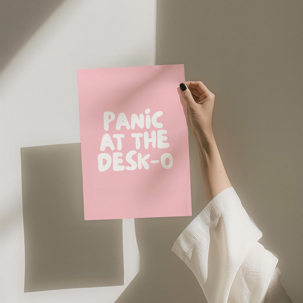 Panic At The Desk-O Art Print, Pink Office Wall Decor