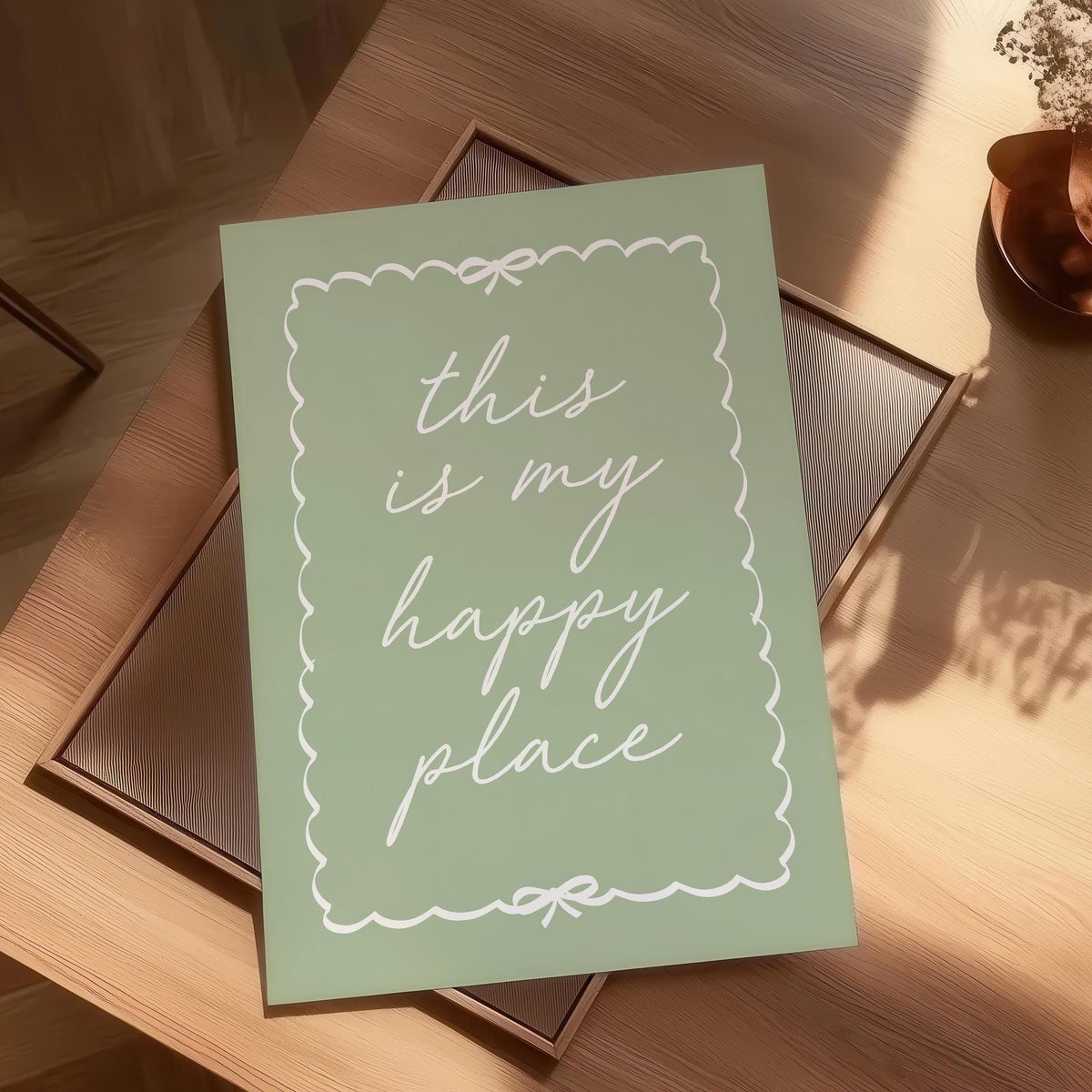This Is My Happy Place Wall Art Print, Aesthetic Bedroom Print, Sage Green and Cream Hallway Decor