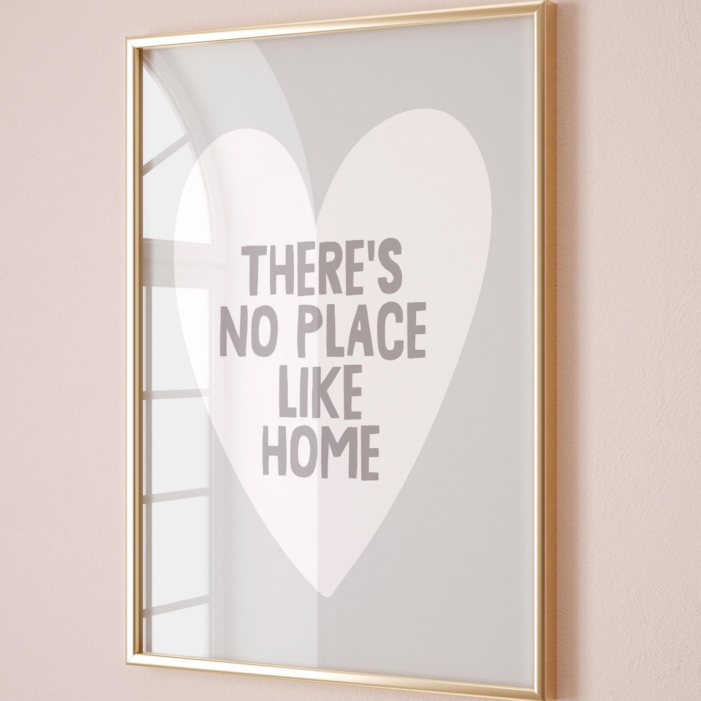 There's No Place Like Home Art Print, Grey Wall Decor