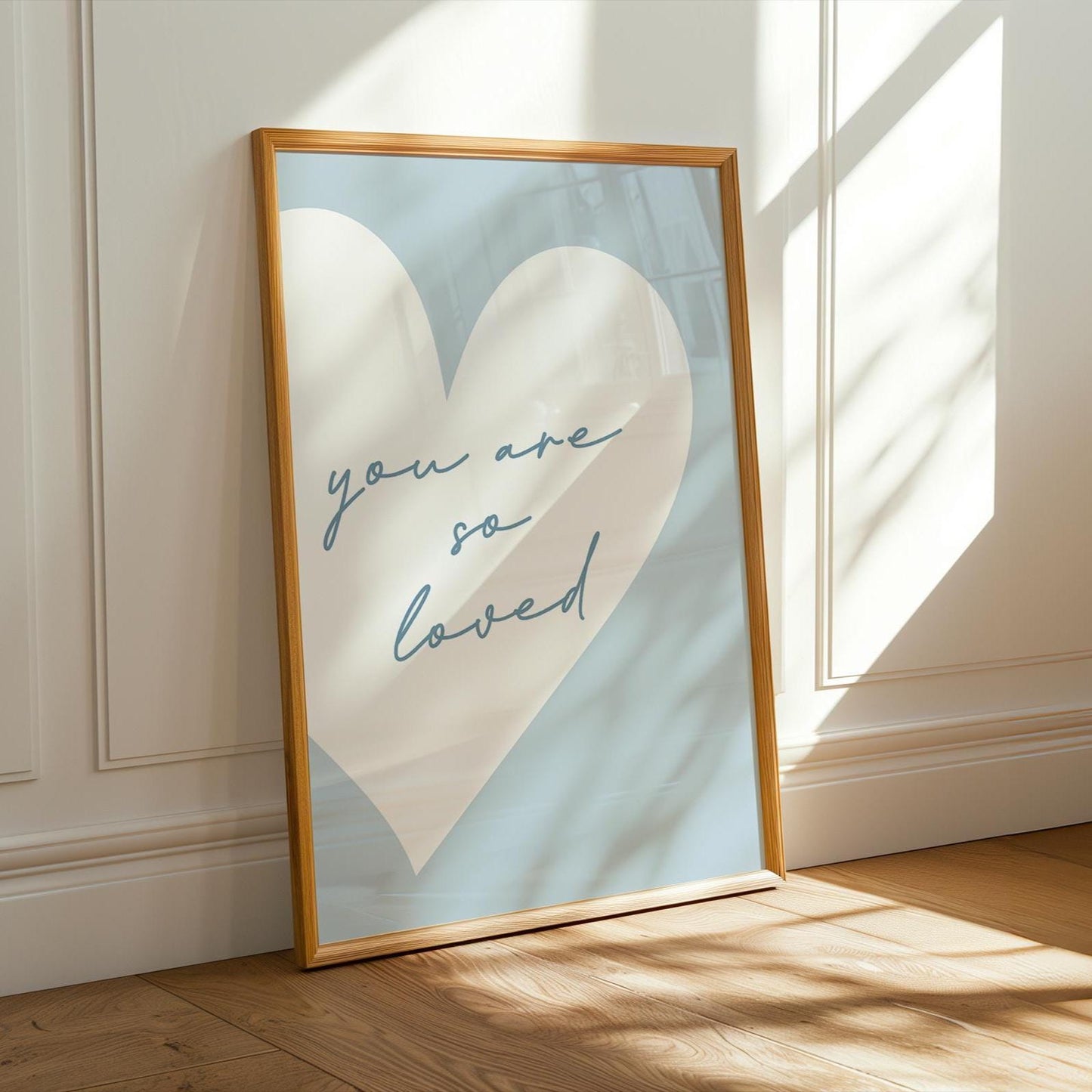 You Are So Loved Art Print, Cute Room Wall Art, Light Blue Bedroom Decor
