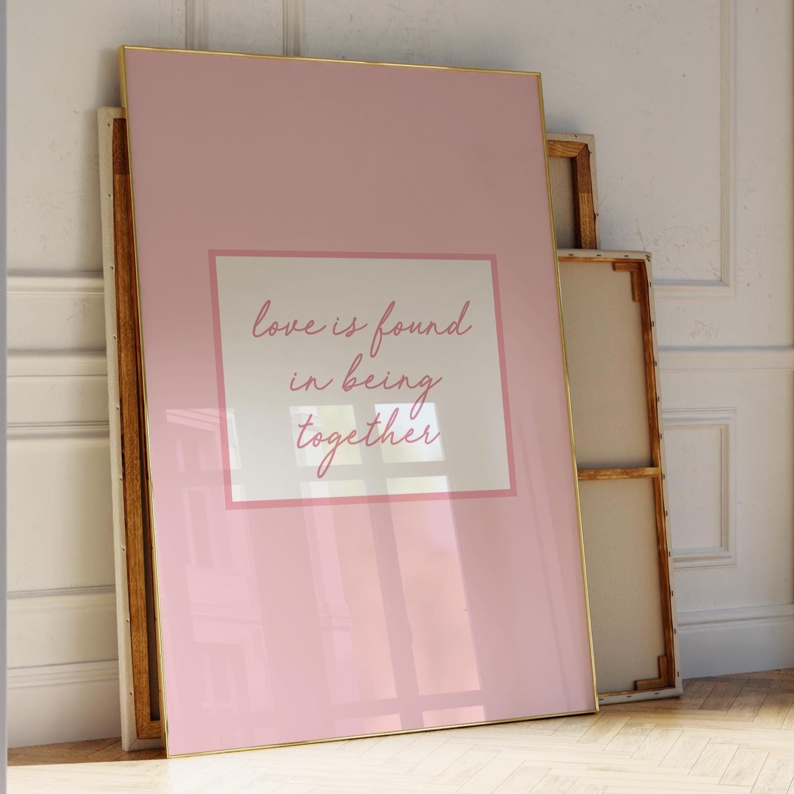 Love Is Found In Being Together Art Print, Cute Pink Home Wall Decor, Bedroom Poster