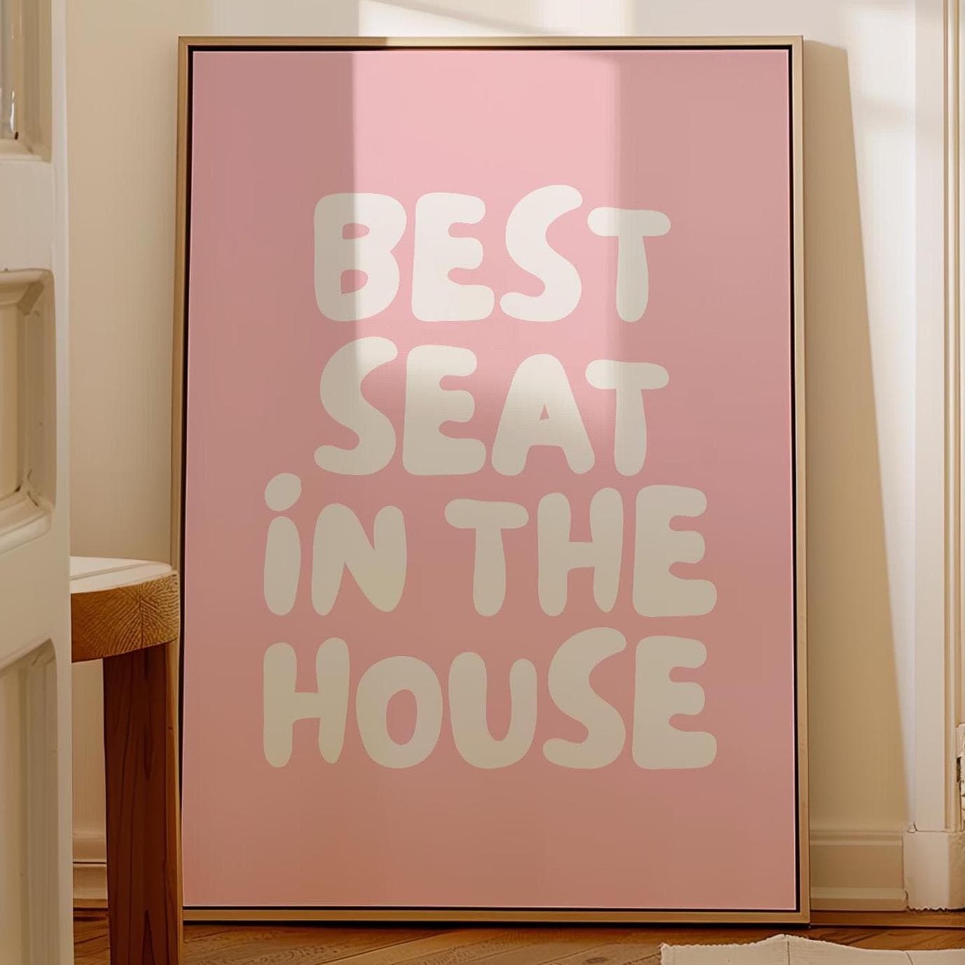 Best Seat In The House Art Print, Funny Above Toilet Wall Art, Trendy Retro Pink Bathroom Wall Decor