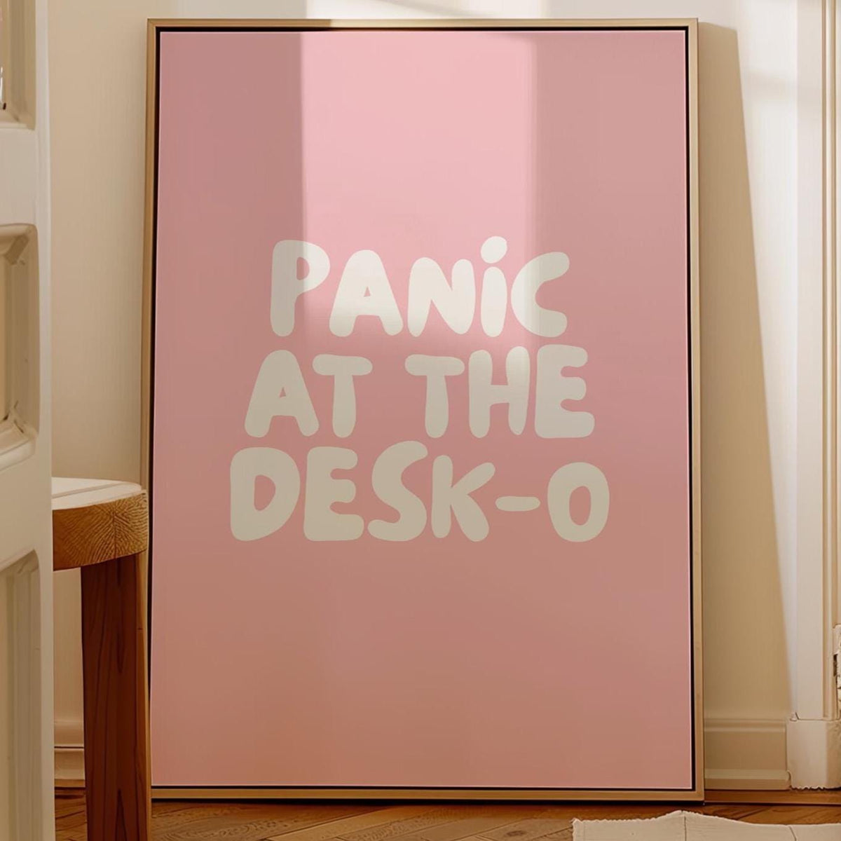 Panic At The Desk-O Art Print, Pink Office Wall Decor