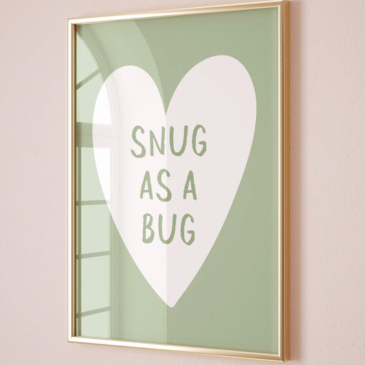 Snug As A Bug Art Print Sage Green