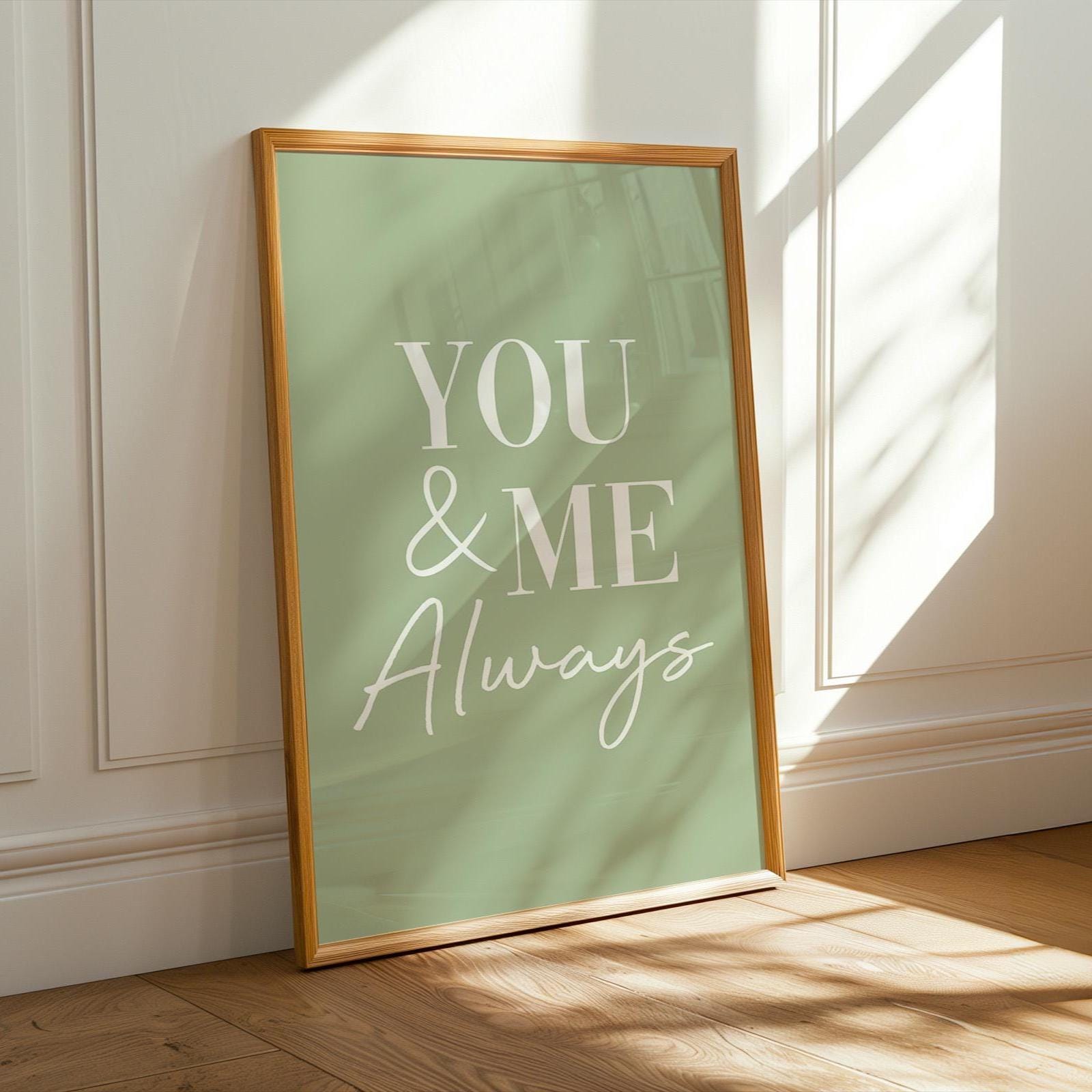 You and Me Always Art Print, Couples Bedroom Wall Decor, Sage Green